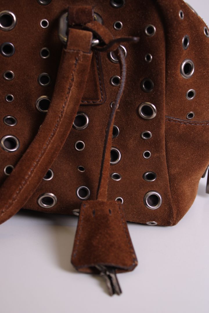 Prada Bauletto Bowling Handbag Brown