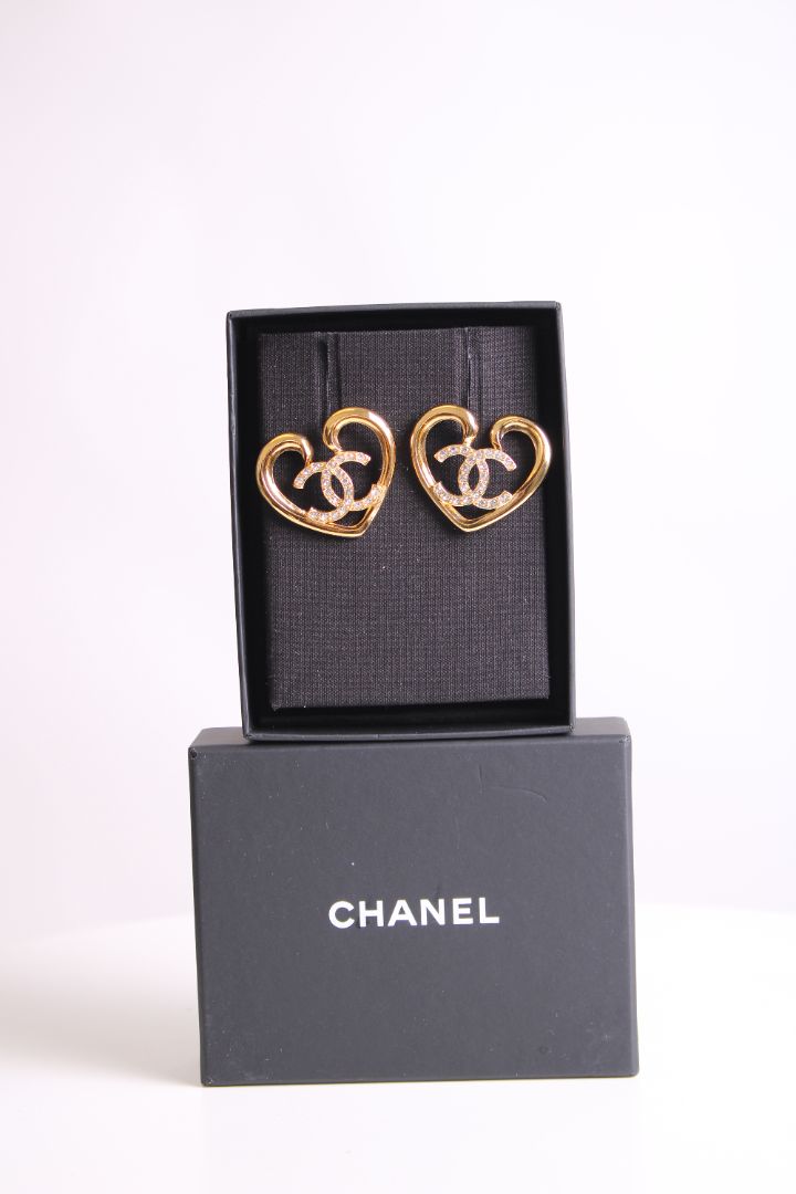 Chanel CC Heart Drop Earrings