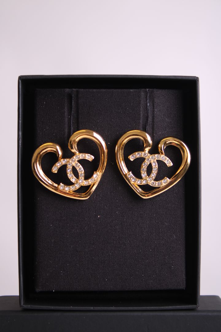 Chanel CC Heart Drop Earrings