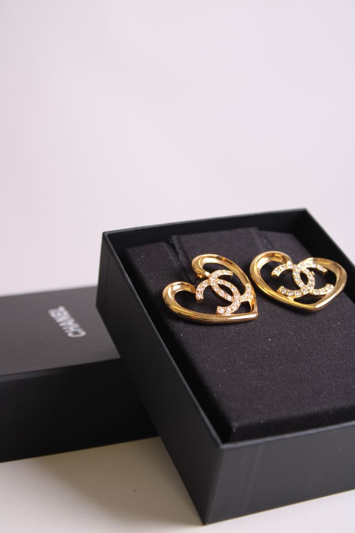 Chanel CC Heart Drop Earrings
