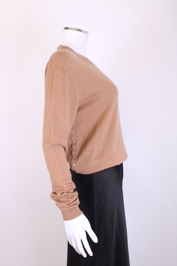 Valentino L/S Rock Stud Side Jumper Tan L