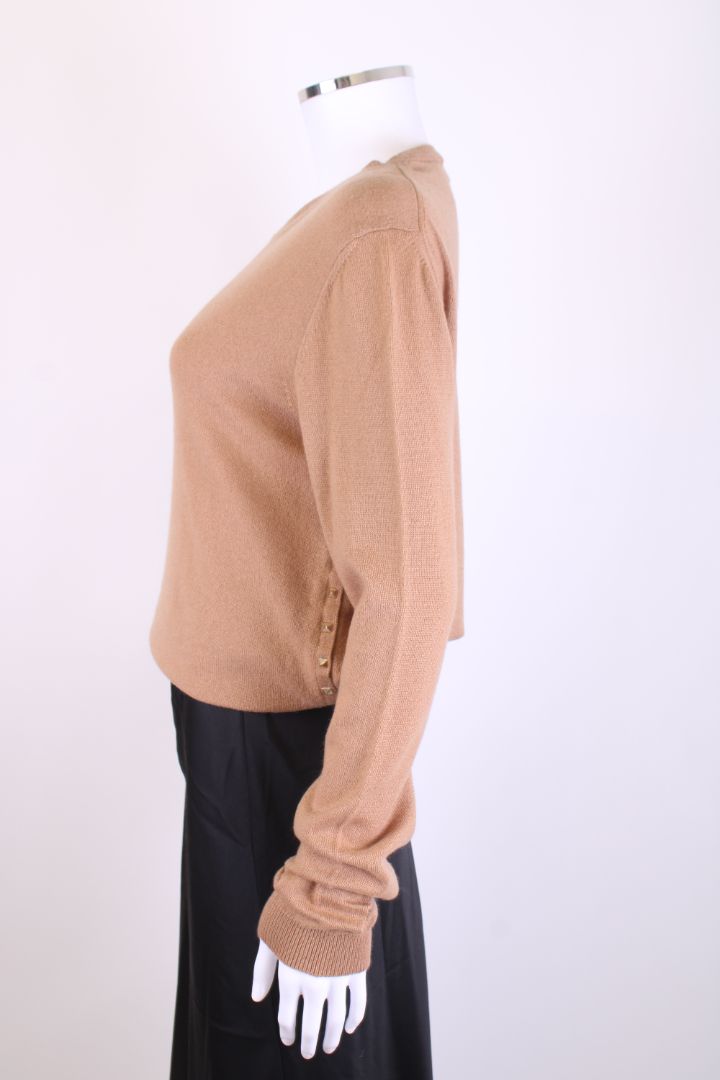 Valentino L/S Rock Stud Side Jumper Tan L