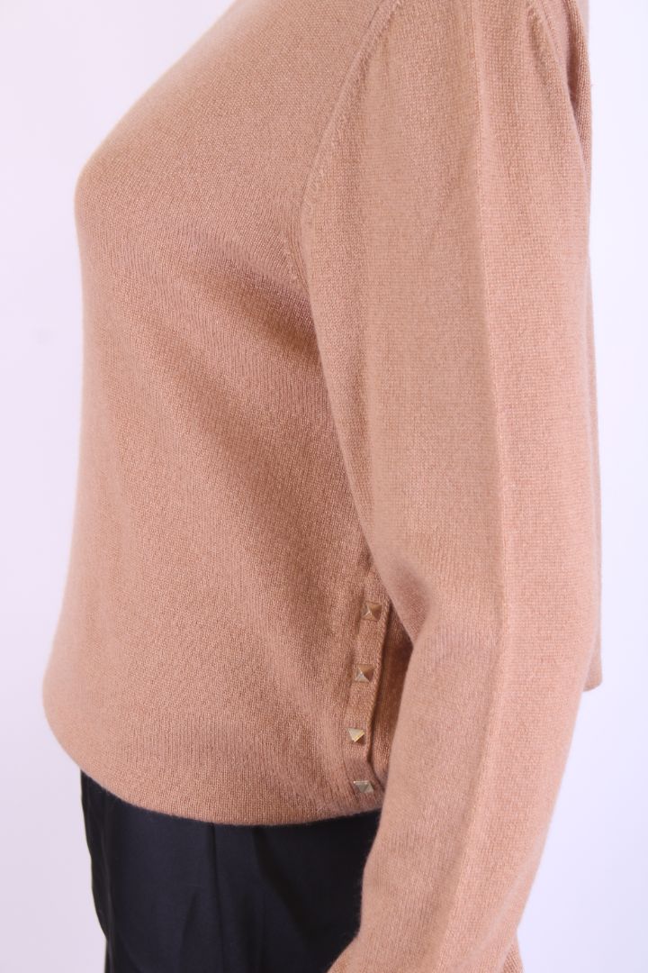 Valentino L/S Rock Stud Side Jumper Tan L