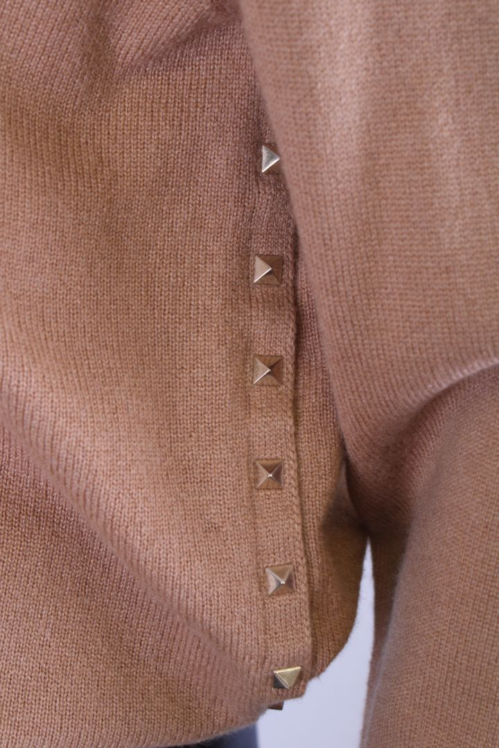 Valentino L/S Rock Stud Side Jumper Tan L