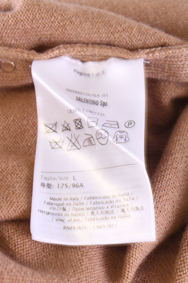 Valentino L/S Rock Stud Side Jumper Tan L