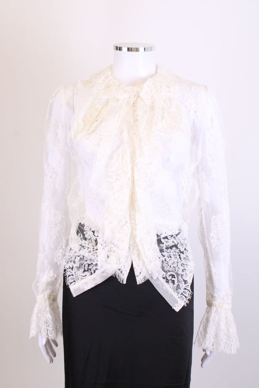 Zimmermann L/S Lace Blouse White M