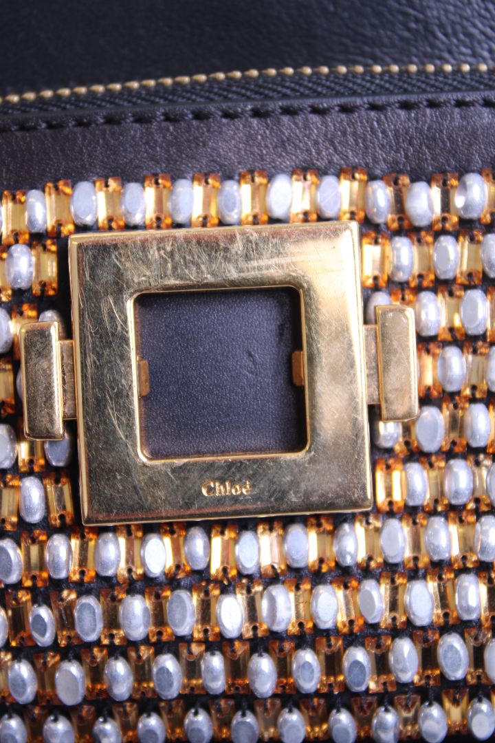 Chloe Amelia Crystal Embellished Bag Black