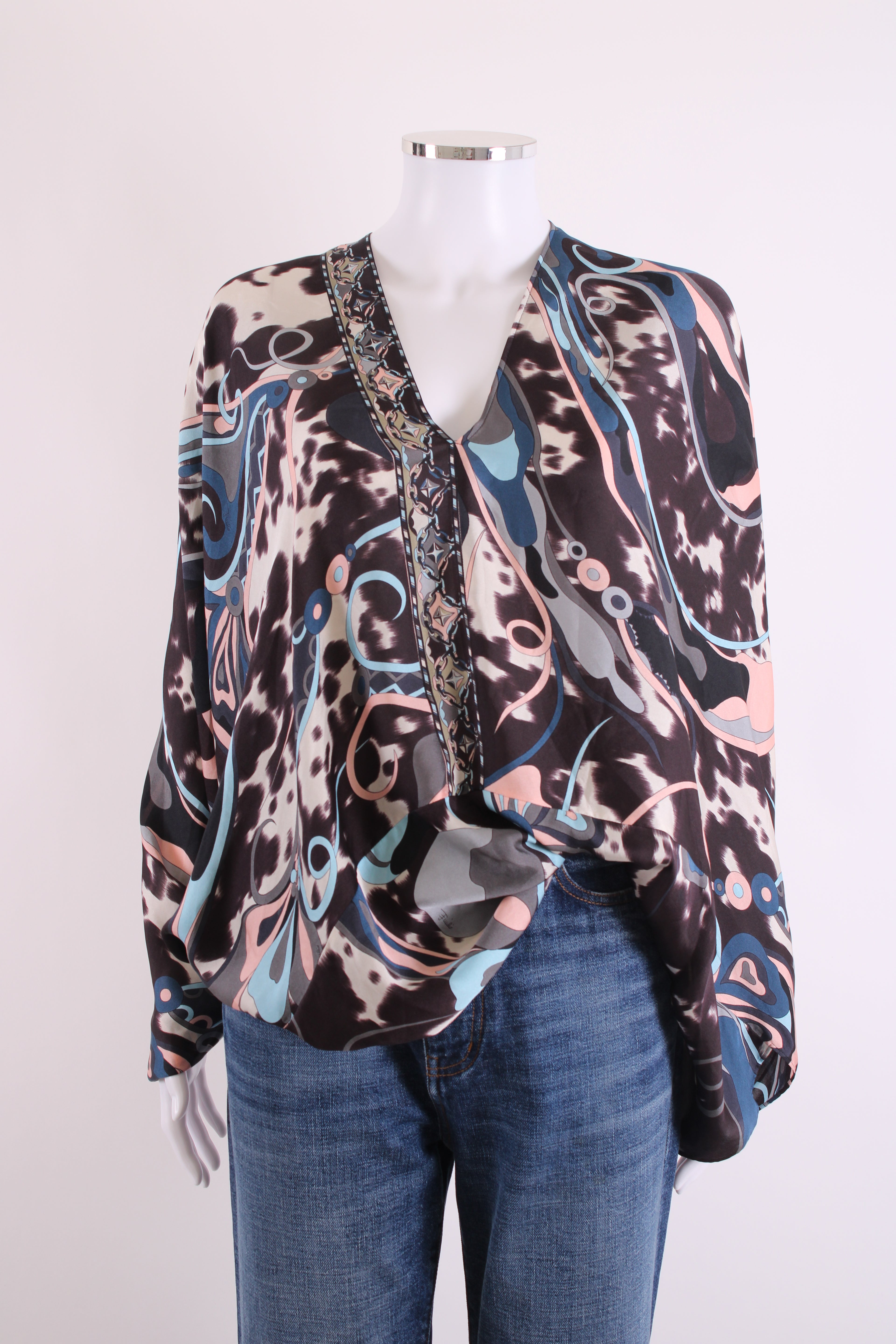 Emilio Pucci L/S Print Blouse Blue/ Pink 6