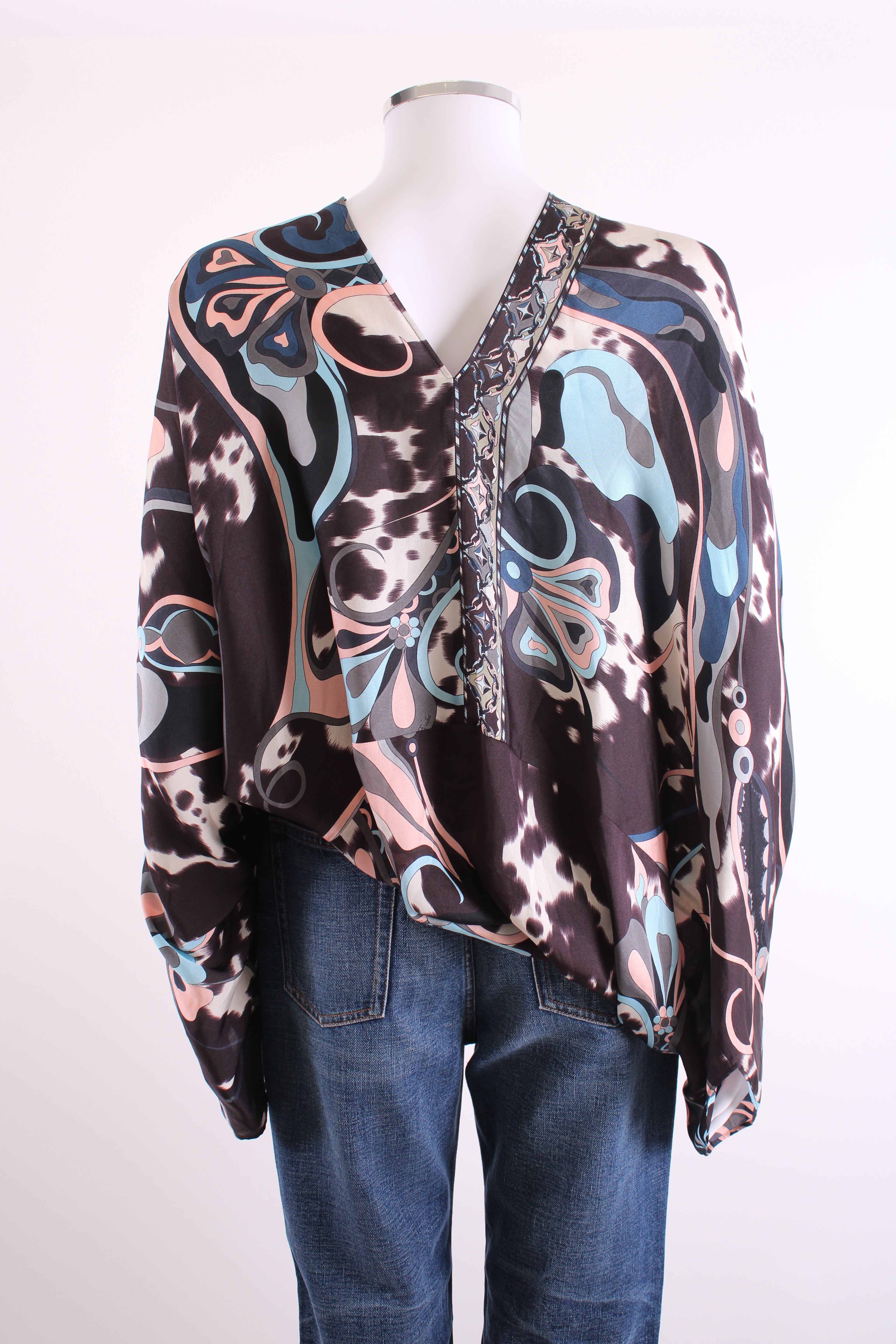 Emilio Pucci L/S Print Blouse Blue/ Pink 6