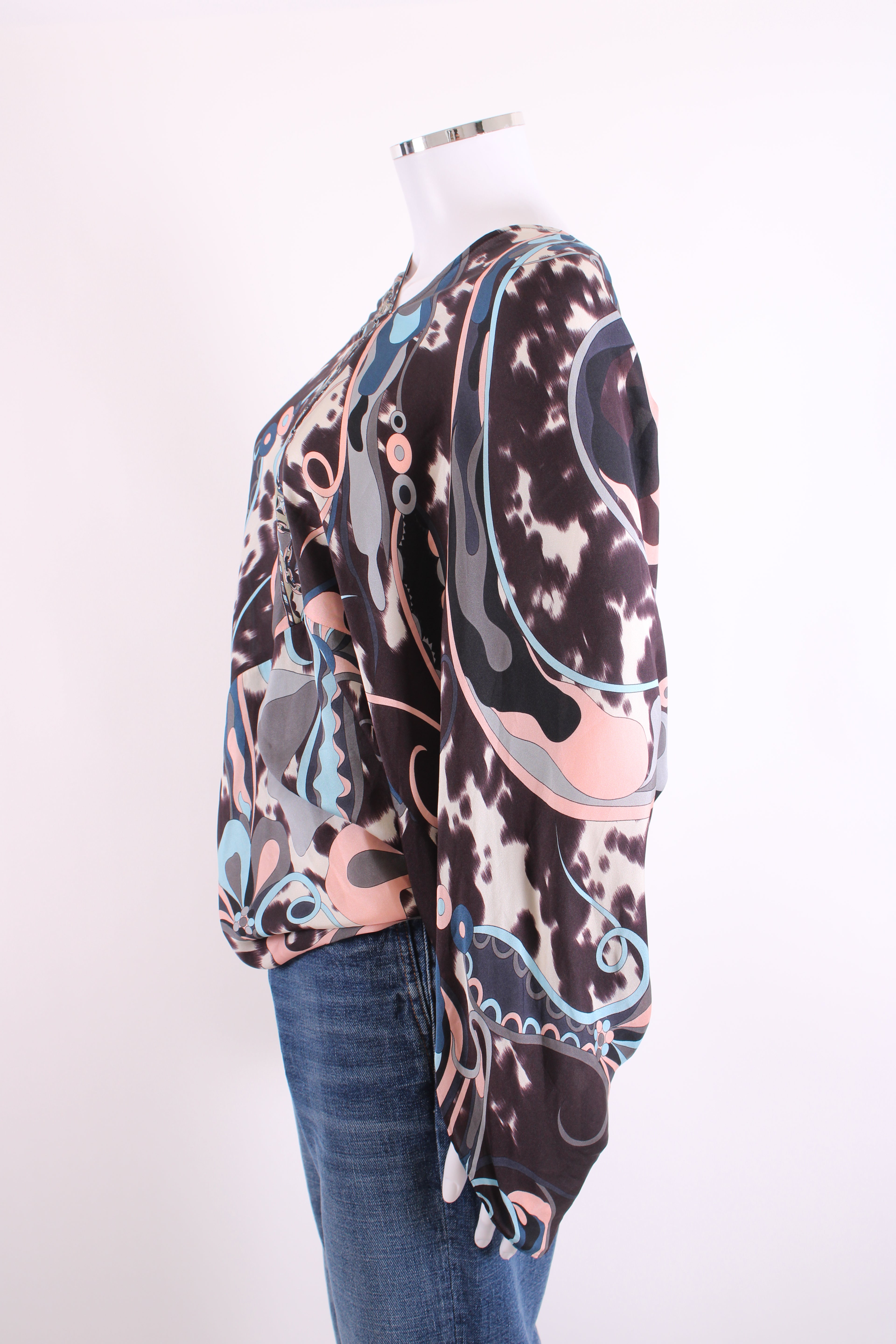 Emilio Pucci L/S Print Blouse Blue/ Pink 6