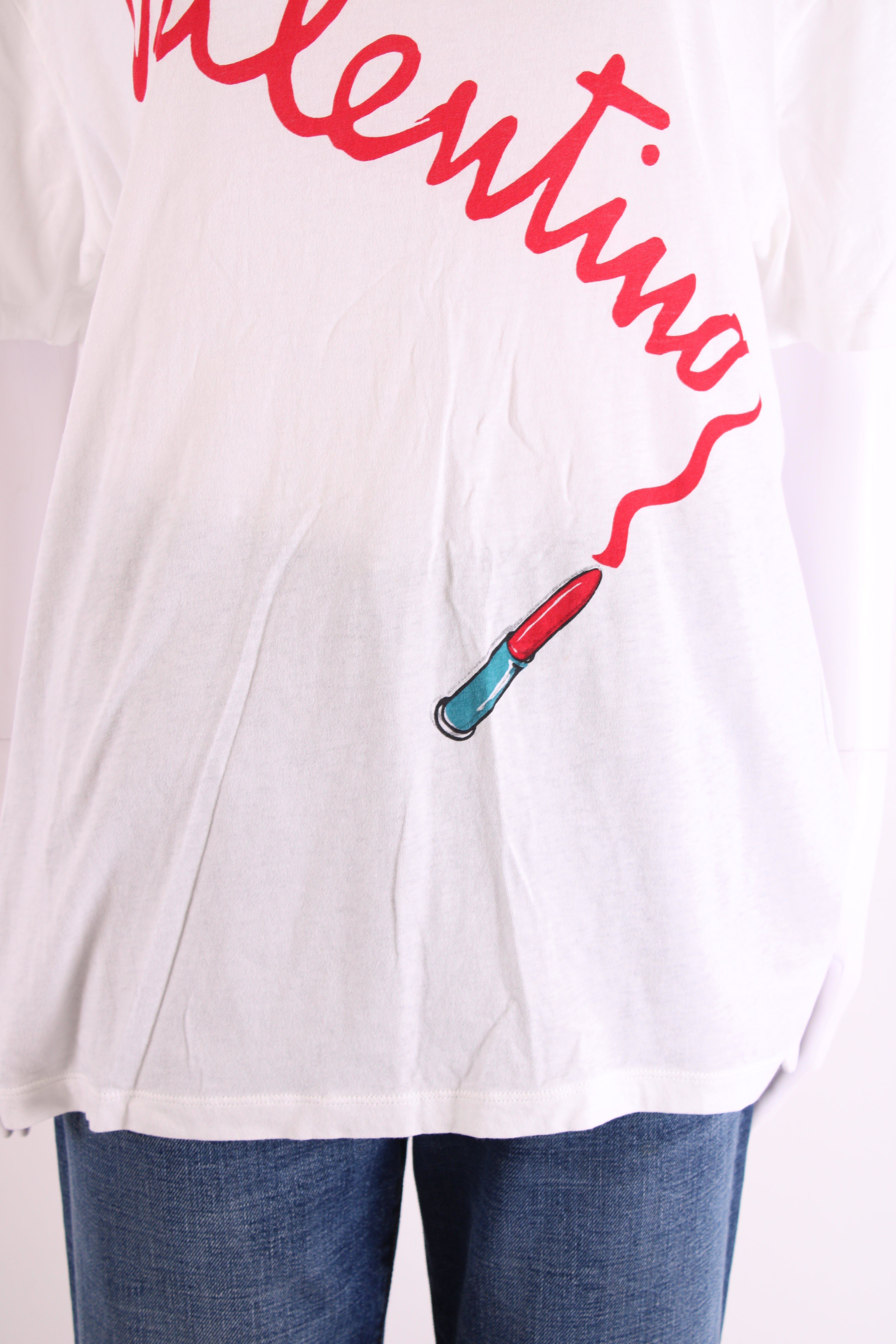 Valentino VALENTINO LIPSTICK T-shirt White and Red M