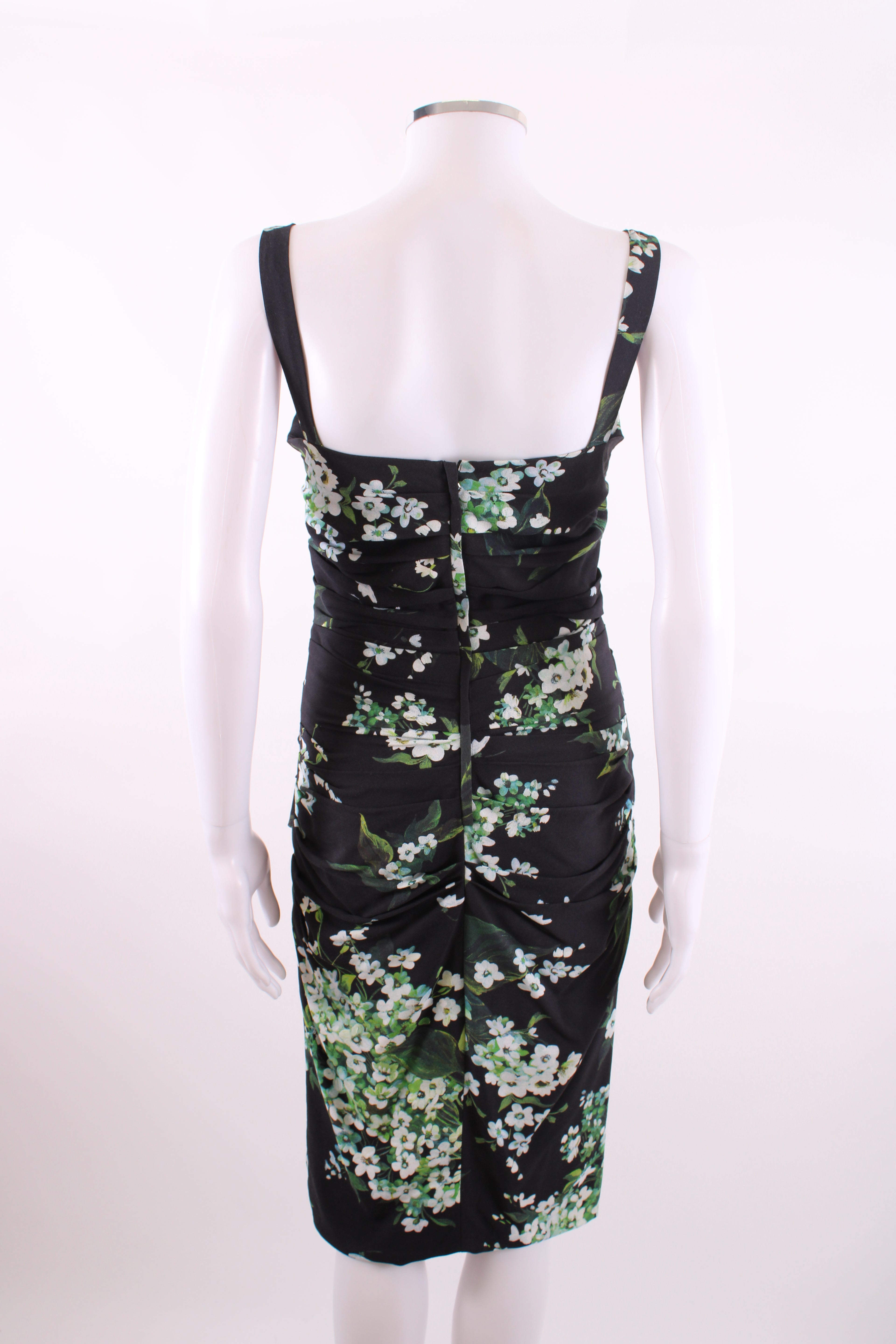 Dolce & Gabanna Floral Print Draped Dress Black 40