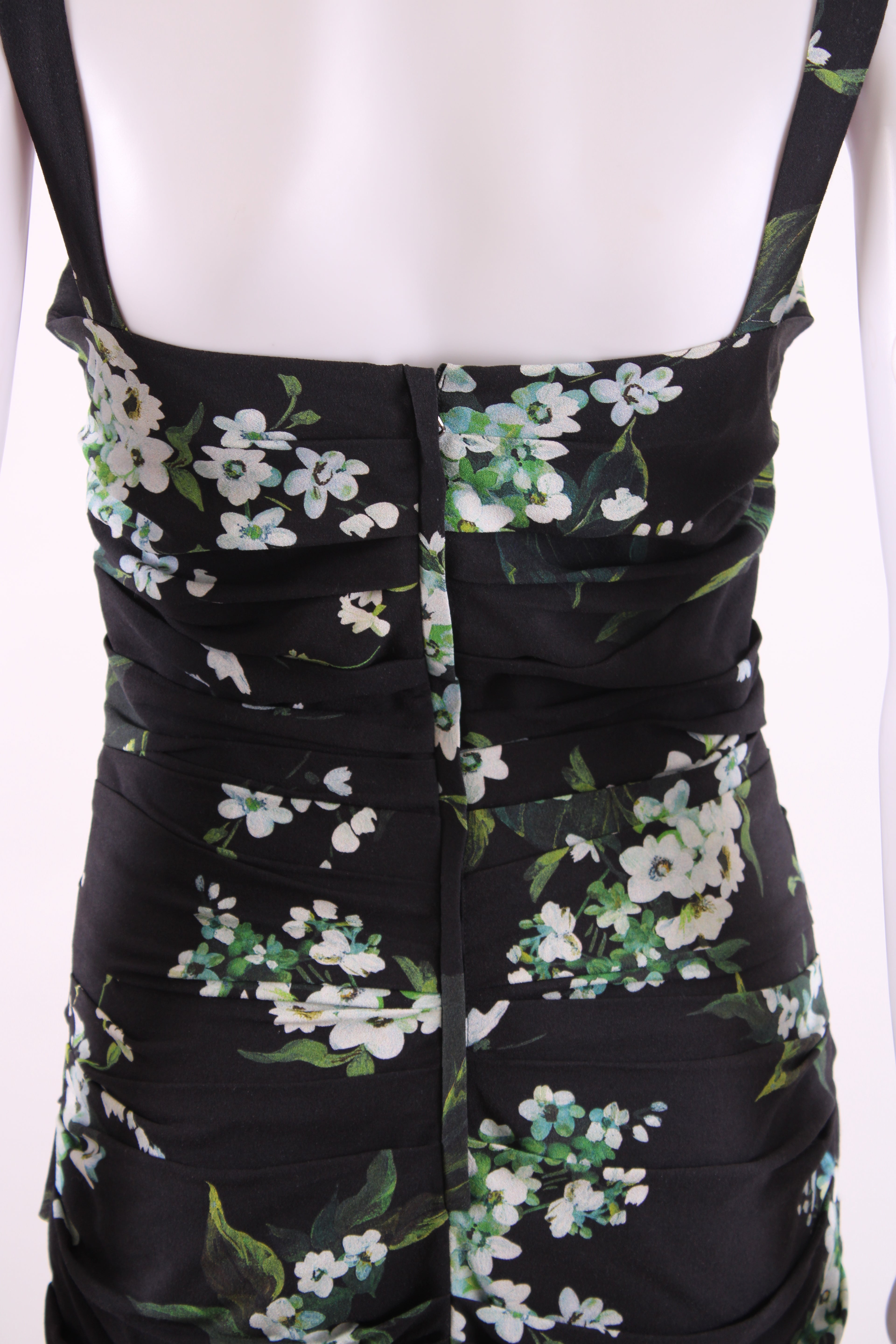 Dolce & Gabanna Floral Print Draped Dress Black 40