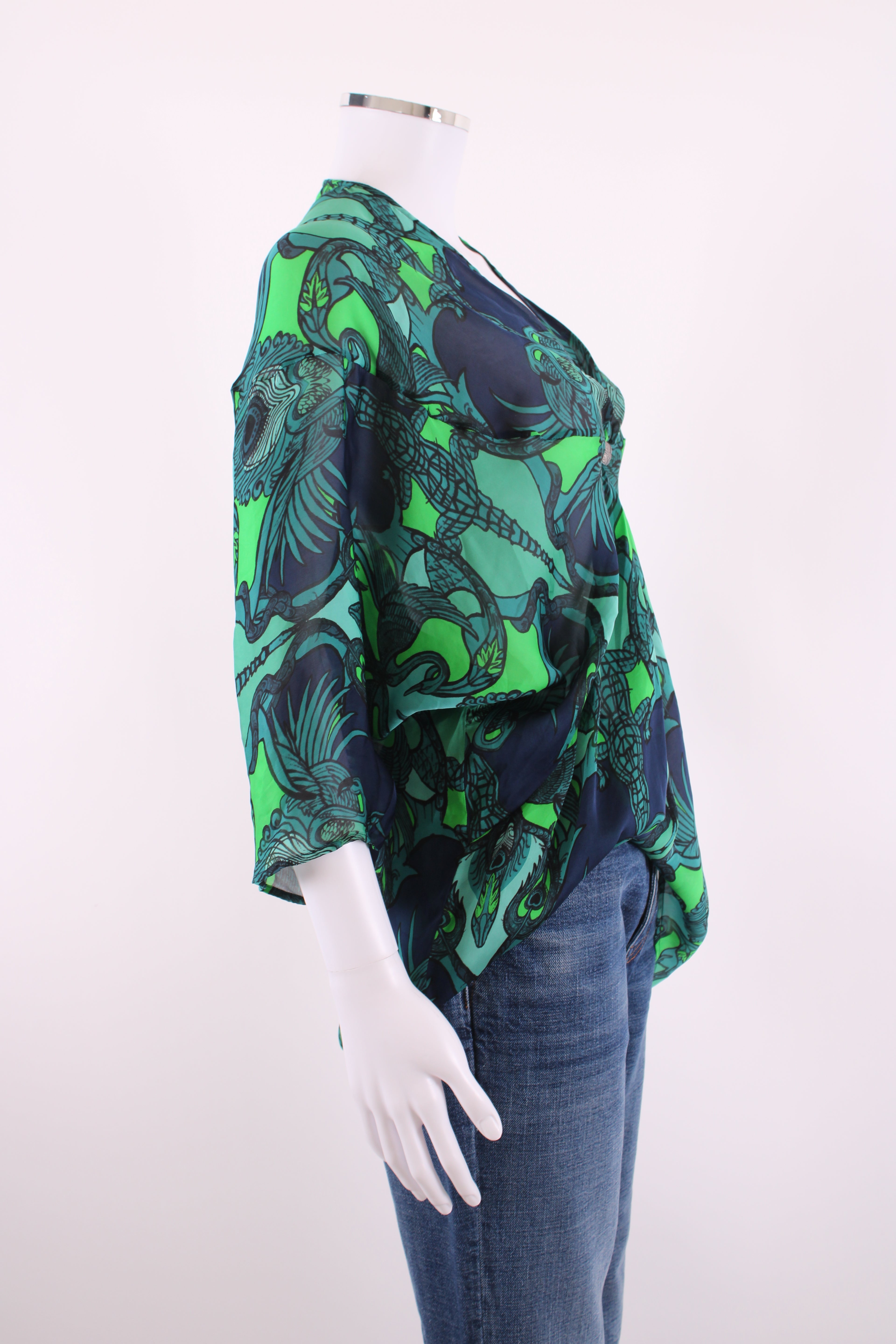 Roberto Cavalli Top Green Print 8
