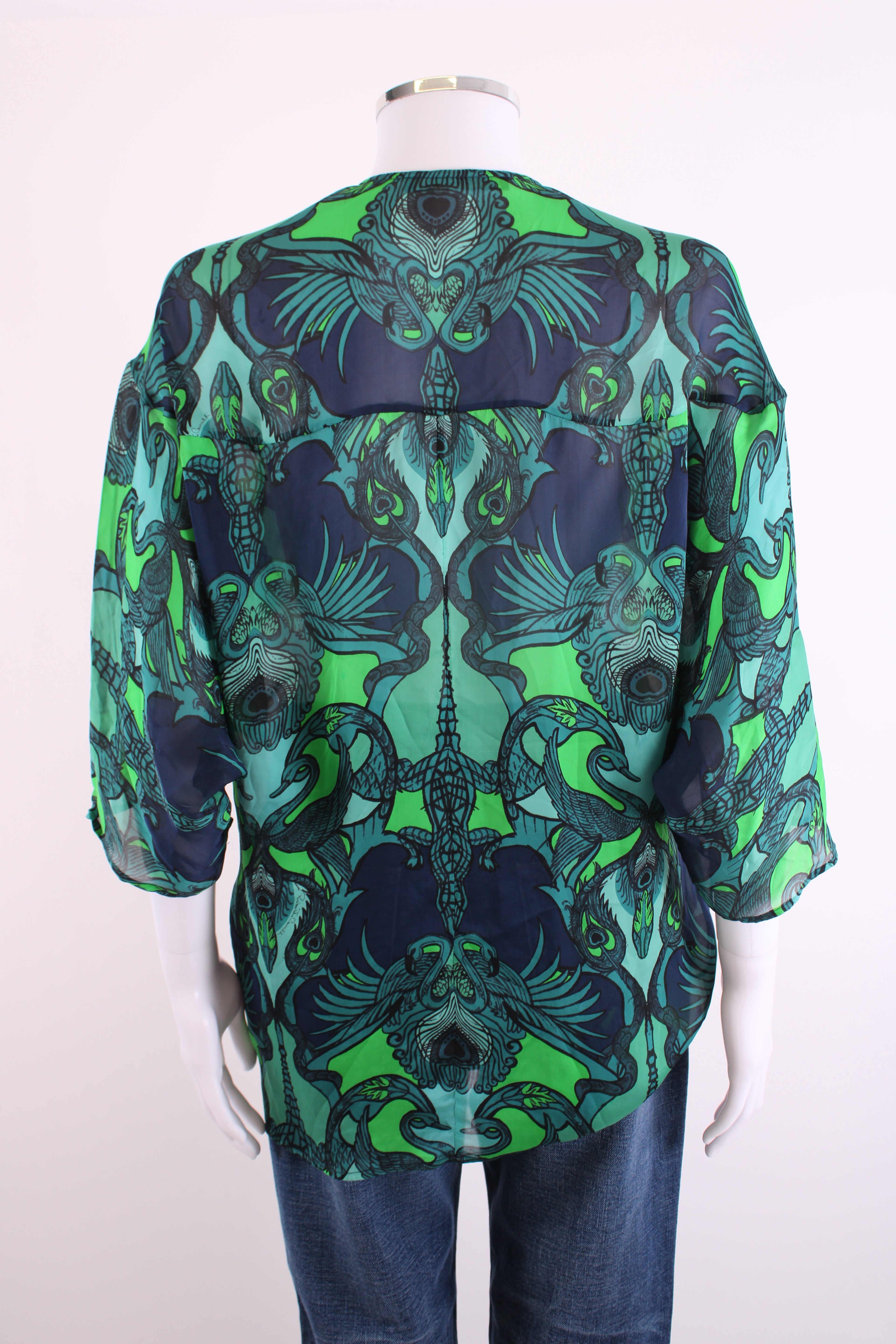 Roberto Cavalli Top Green Print 8
