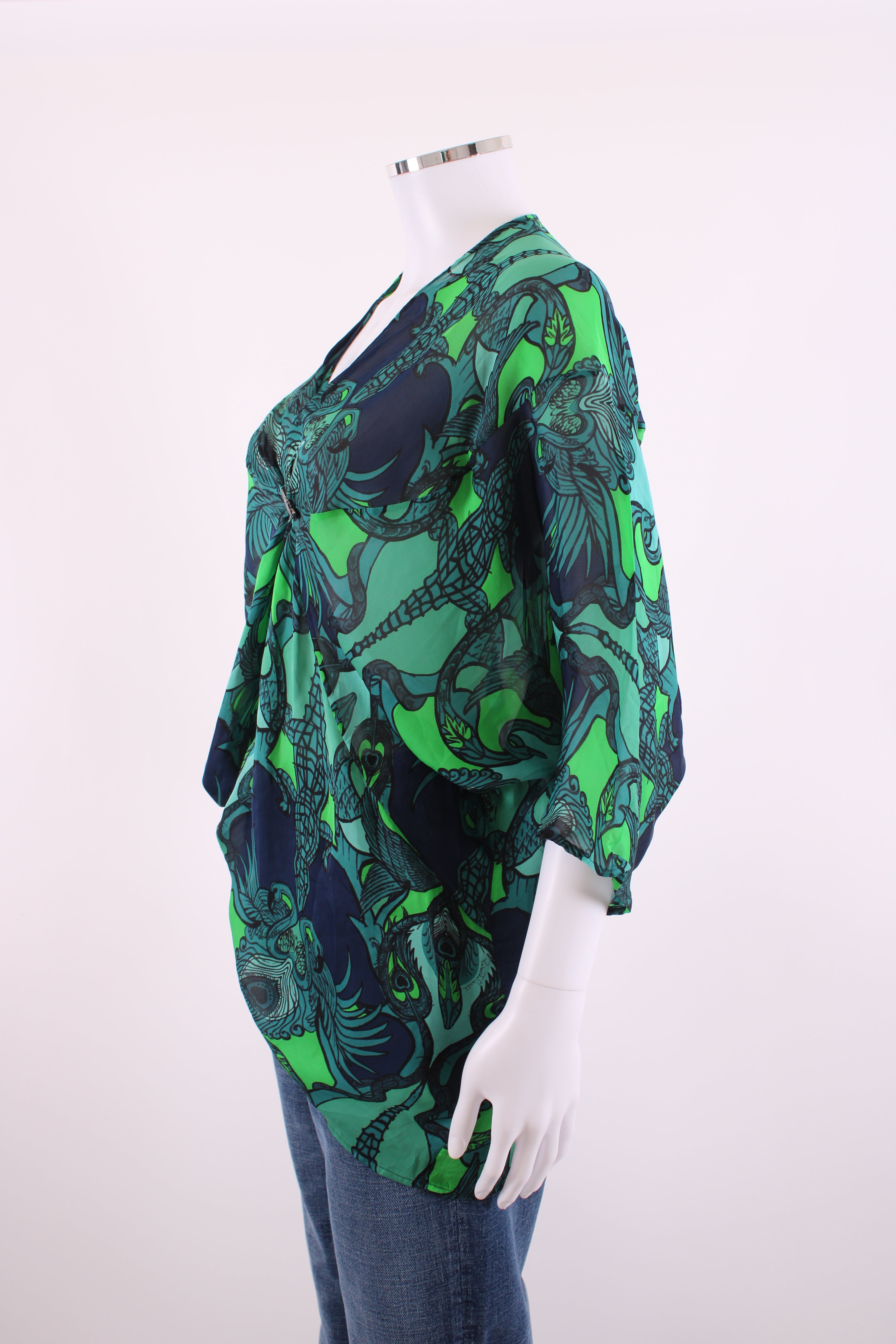 Roberto Cavalli Top Green Print 8