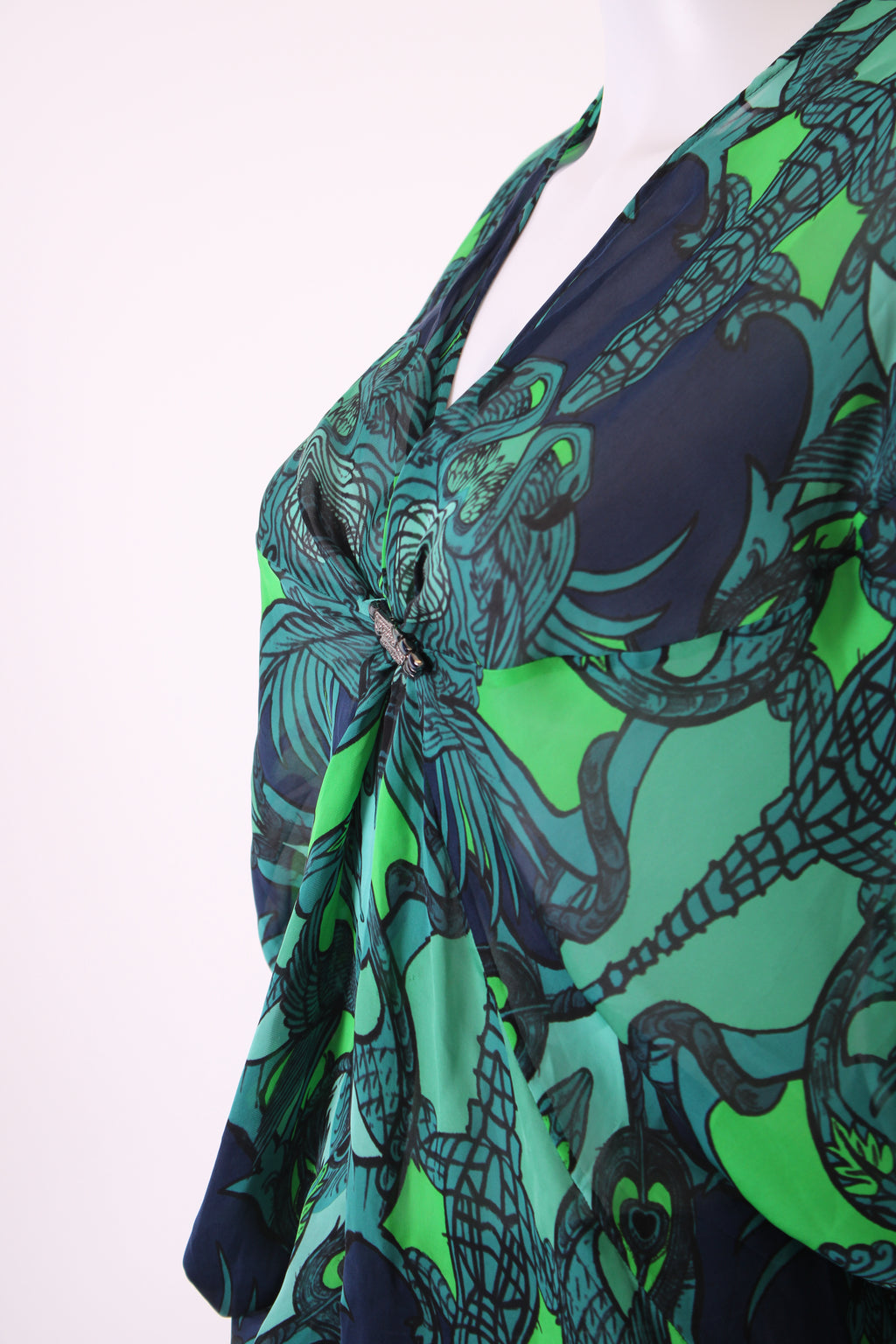 Roberto Cavalli Top Green Print 8