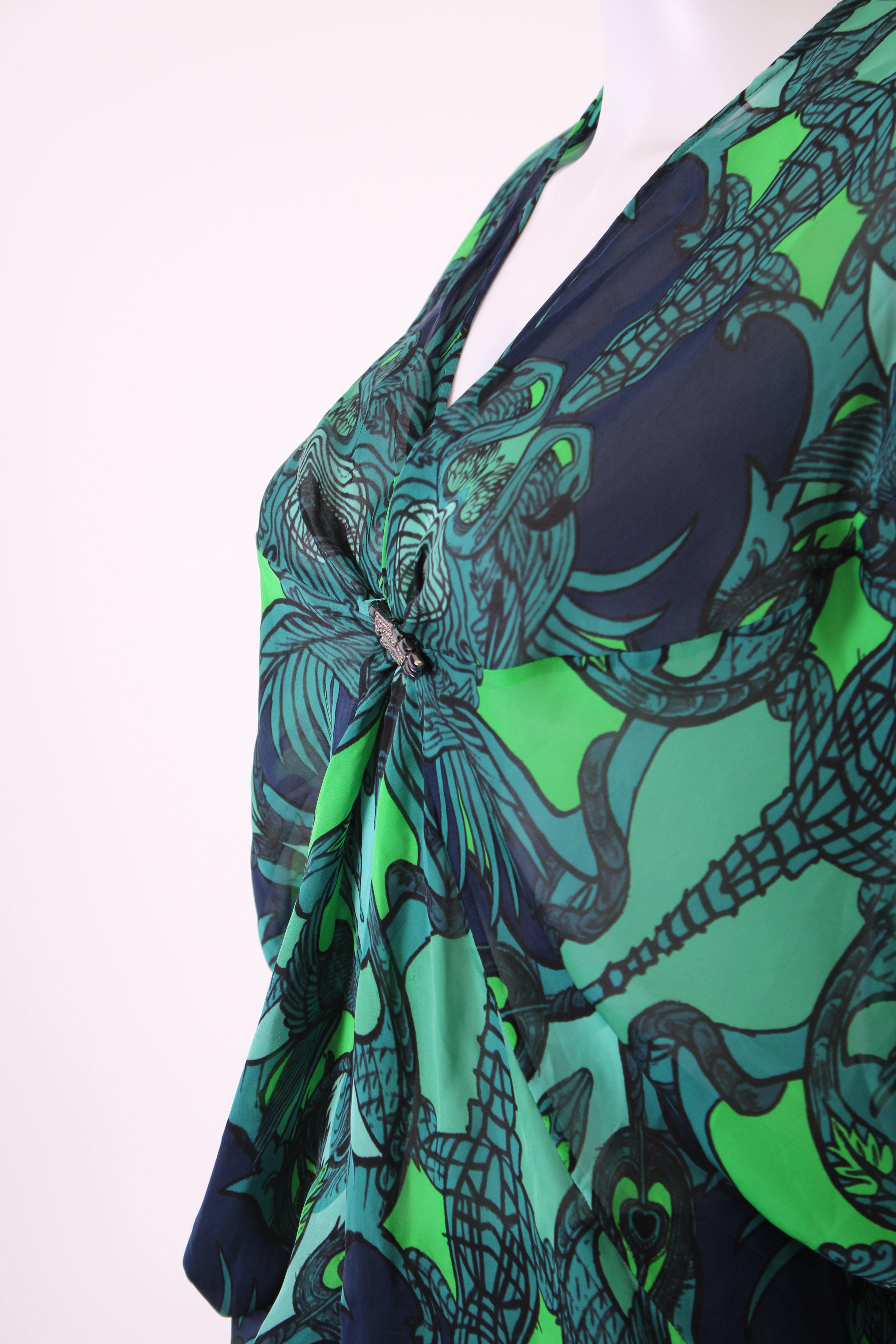 Roberto Cavalli Top Green Print 8