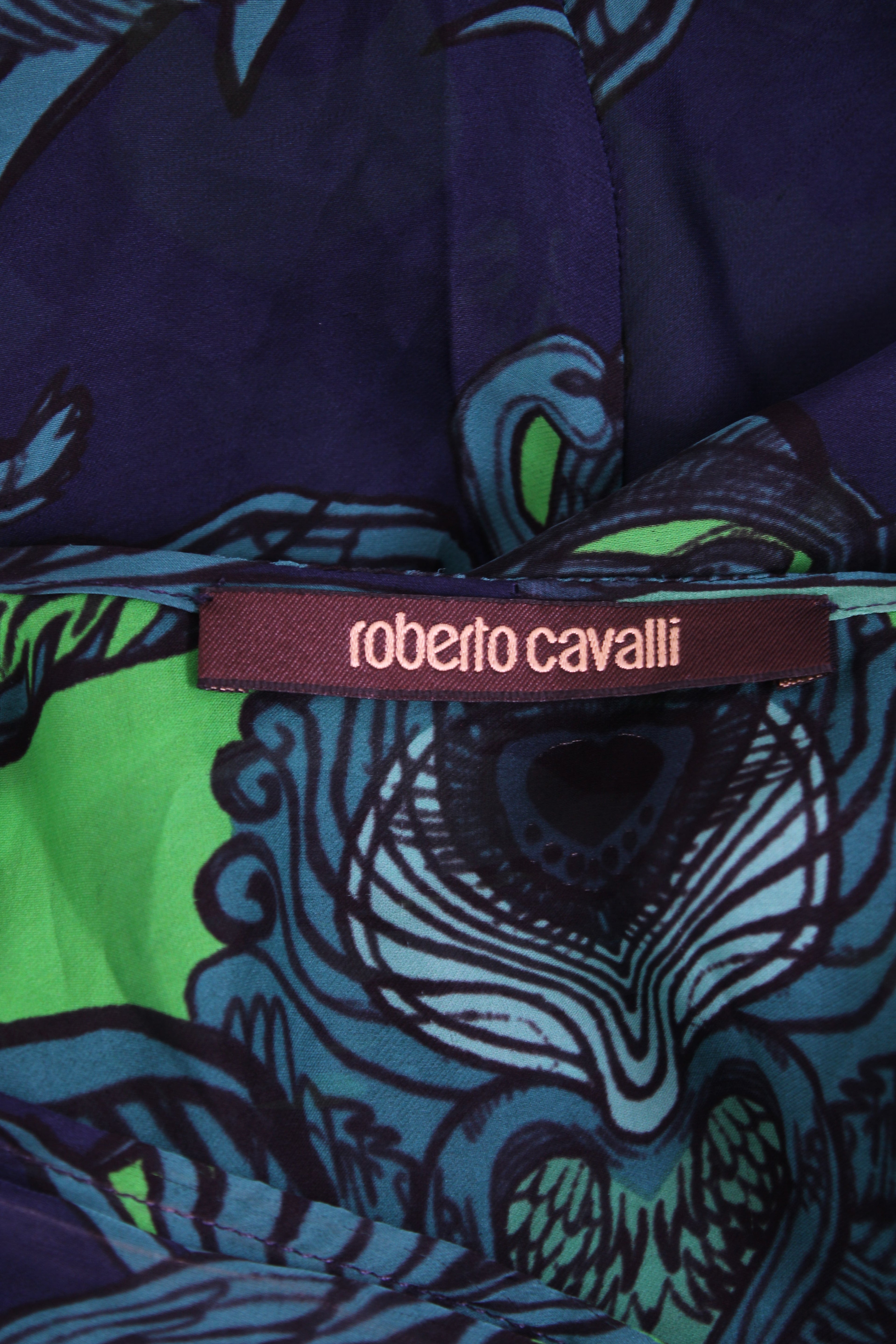 Roberto Cavalli Top Green Print 8