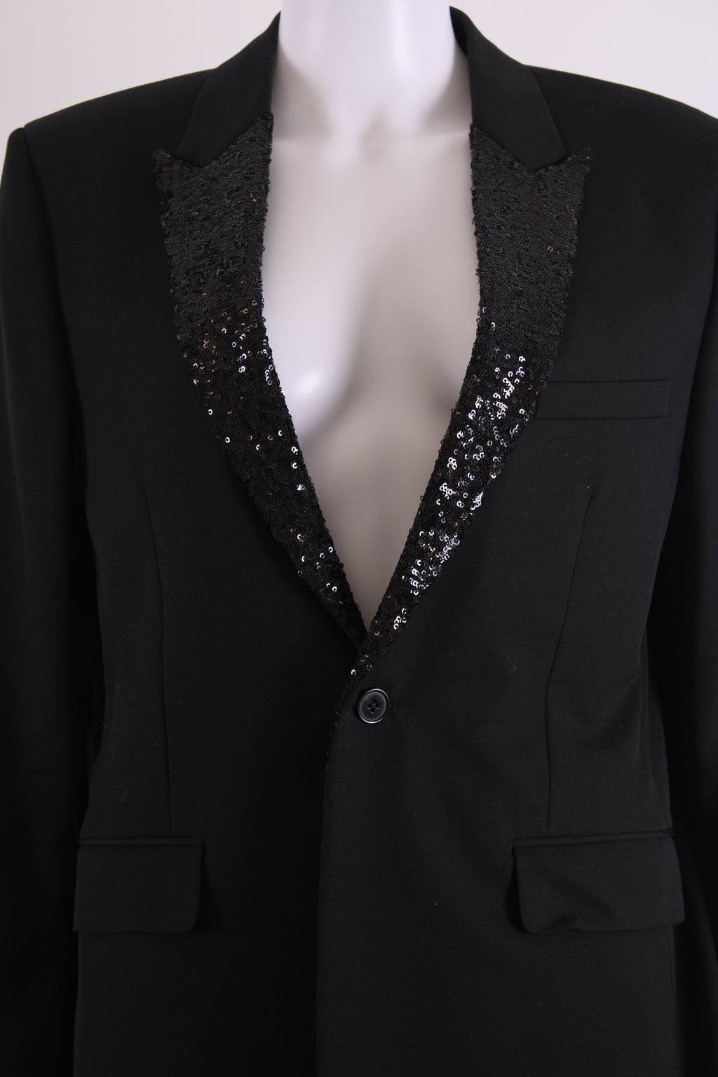 Saint Laurent Sequin Trim Blazer Black L