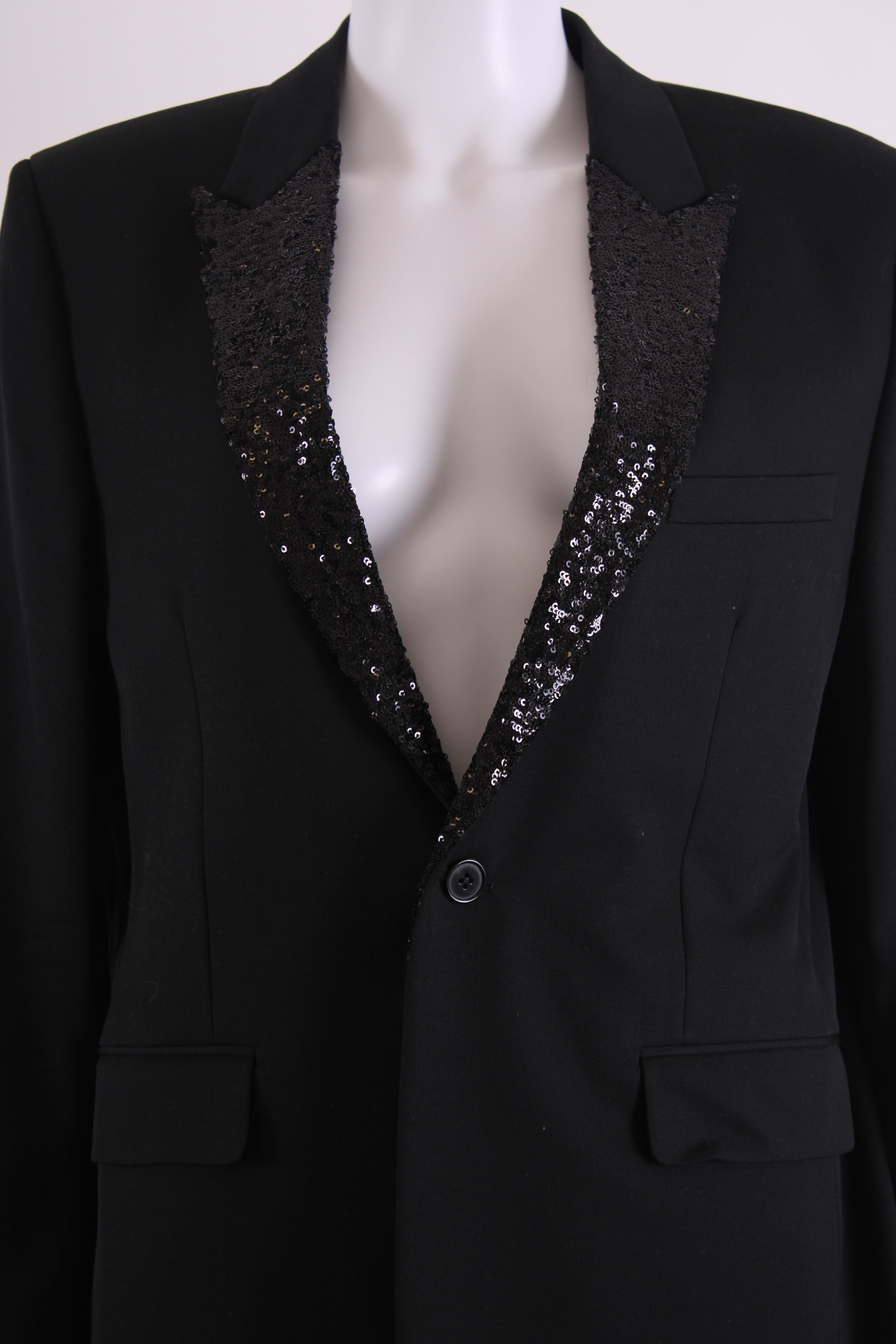 Saint Laurent Sequin Trim Blazer Black L