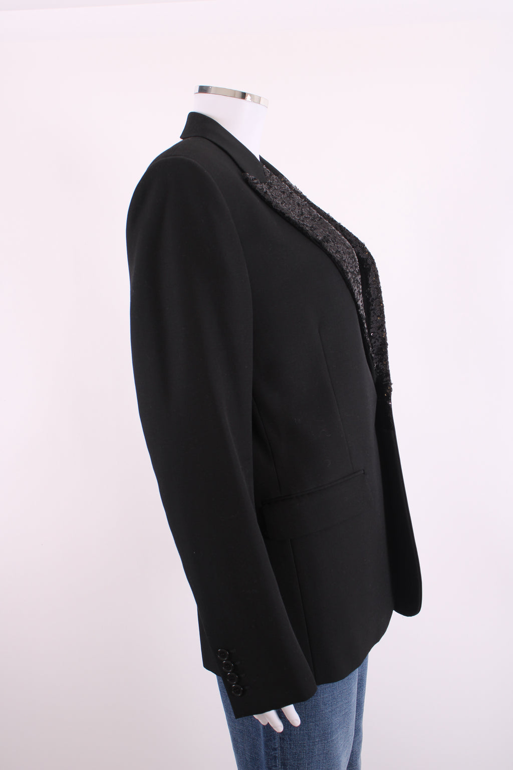 Saint Laurent Sequin Trim Blazer Black L