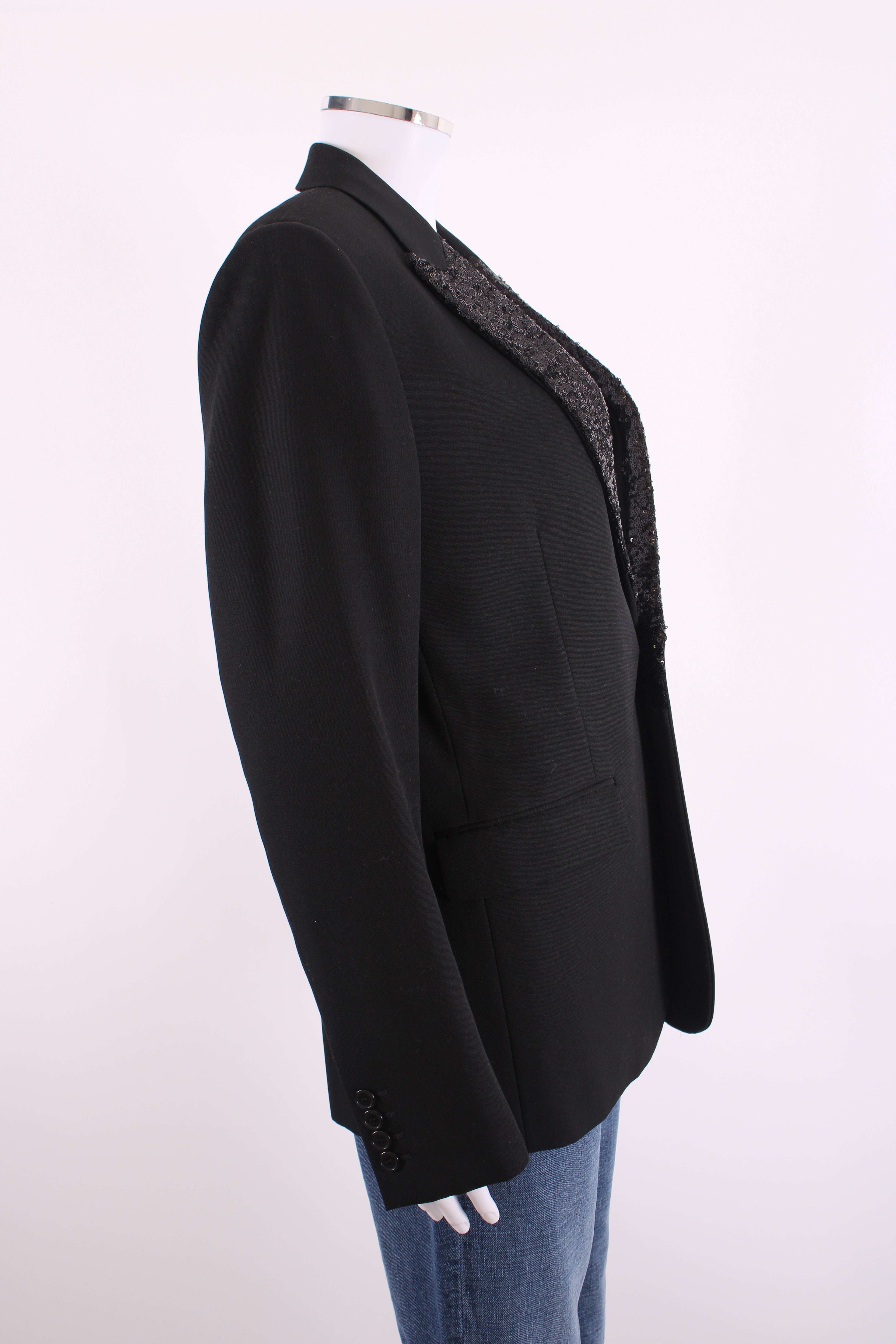 Saint Laurent Sequin Trim Blazer Black L