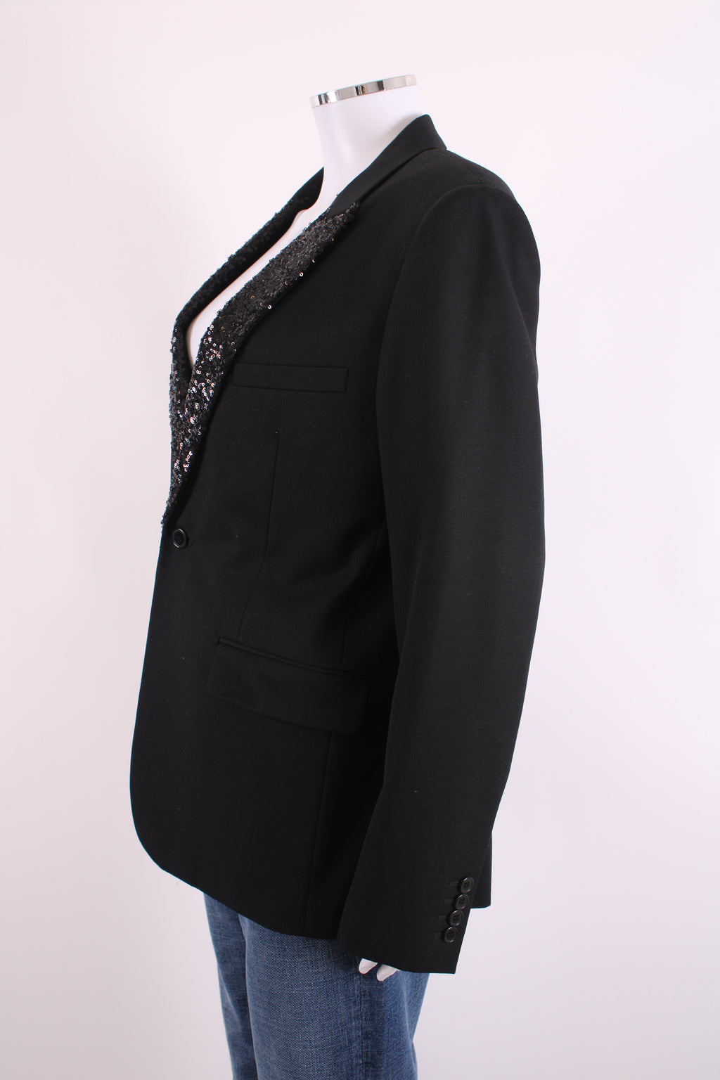 Saint Laurent Sequin Trim Blazer Black L