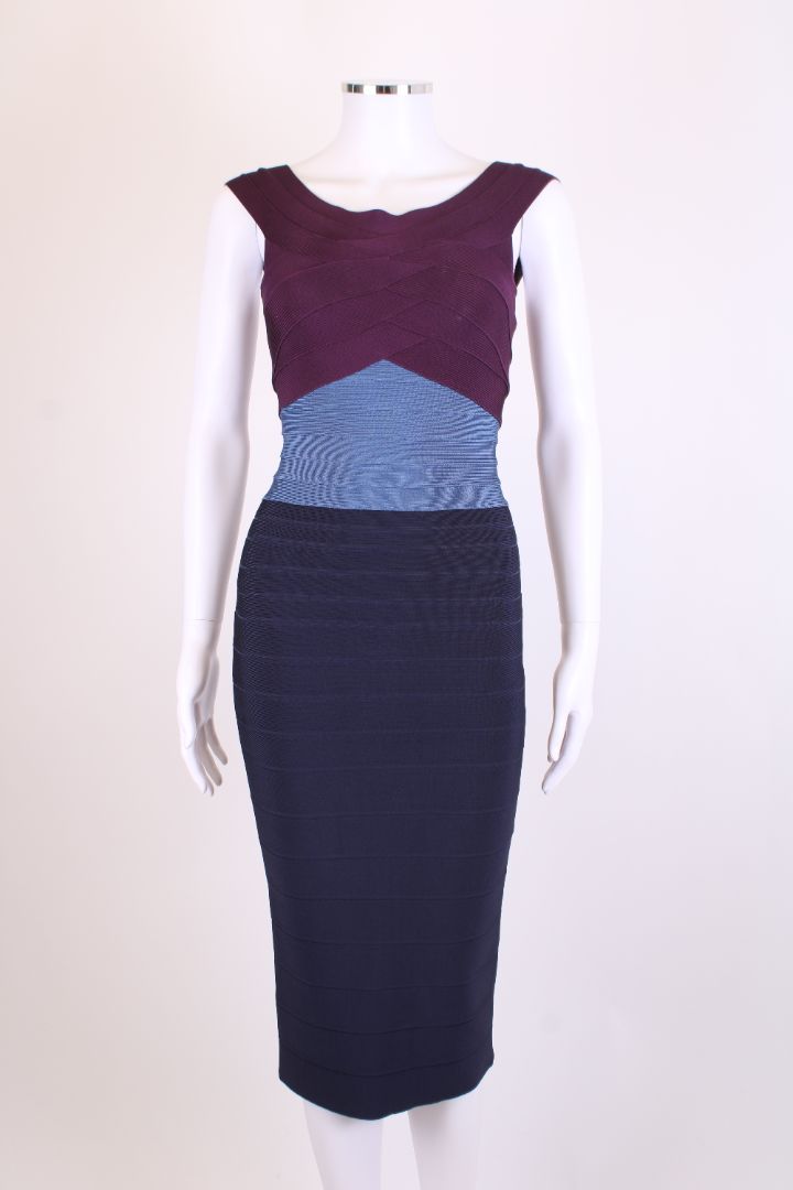 Herve Leger S/S Bandage Dress Plum/ Navy S