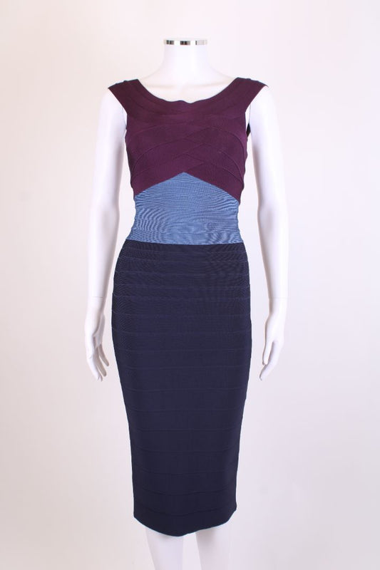 Herve Leger S/S Bandage Dress Plum/ Navy S