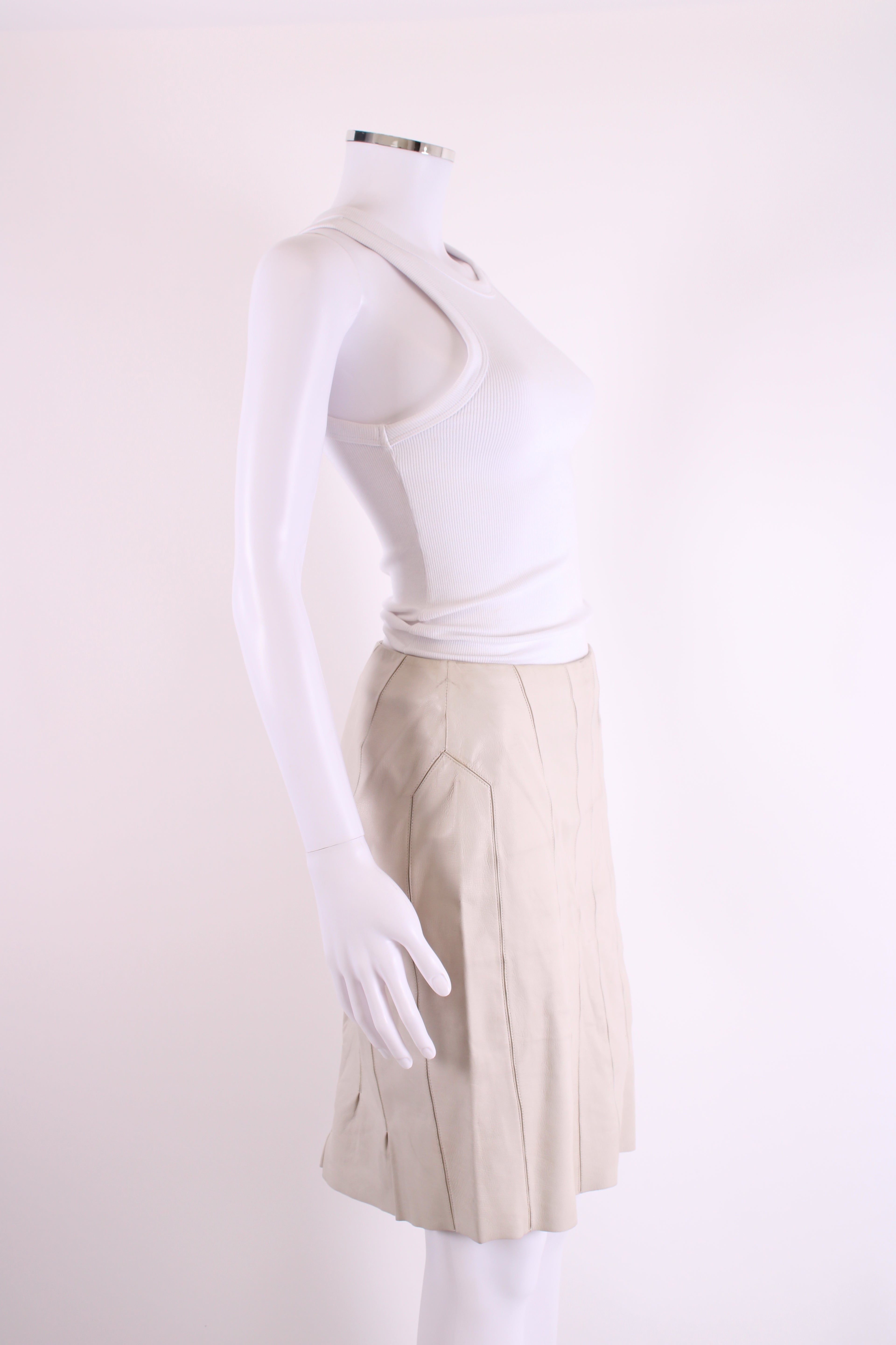 Gucci Leather Panelled Skirt Cream 38