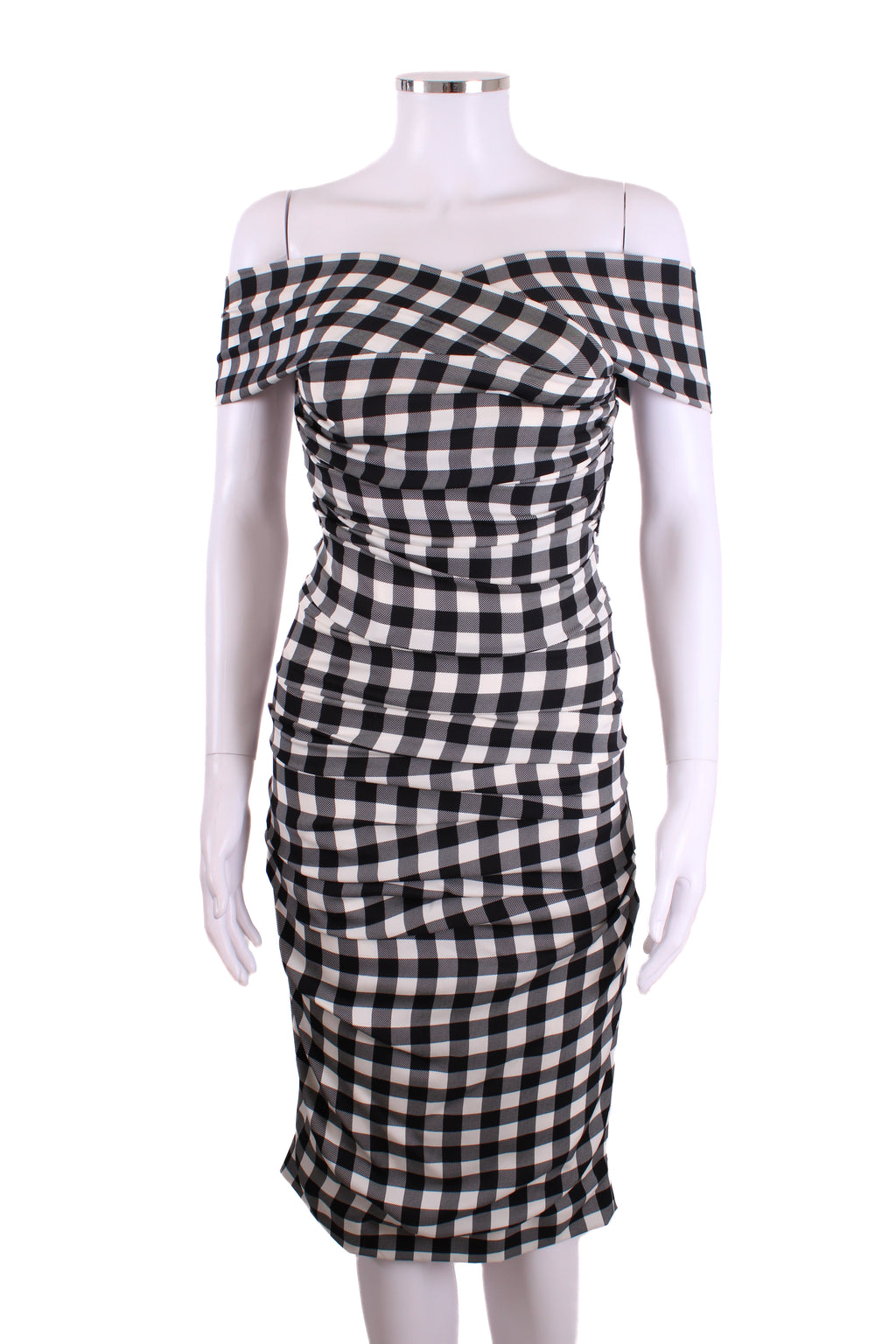 Dolce & Gabbana Draped Gingham Dress Black/White 40
