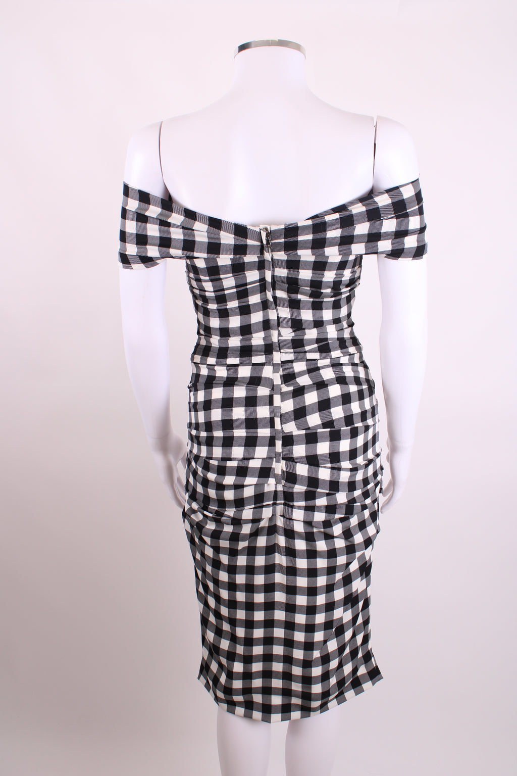 Dolce & Gabbana Draped Gingham Dress Black/White 40