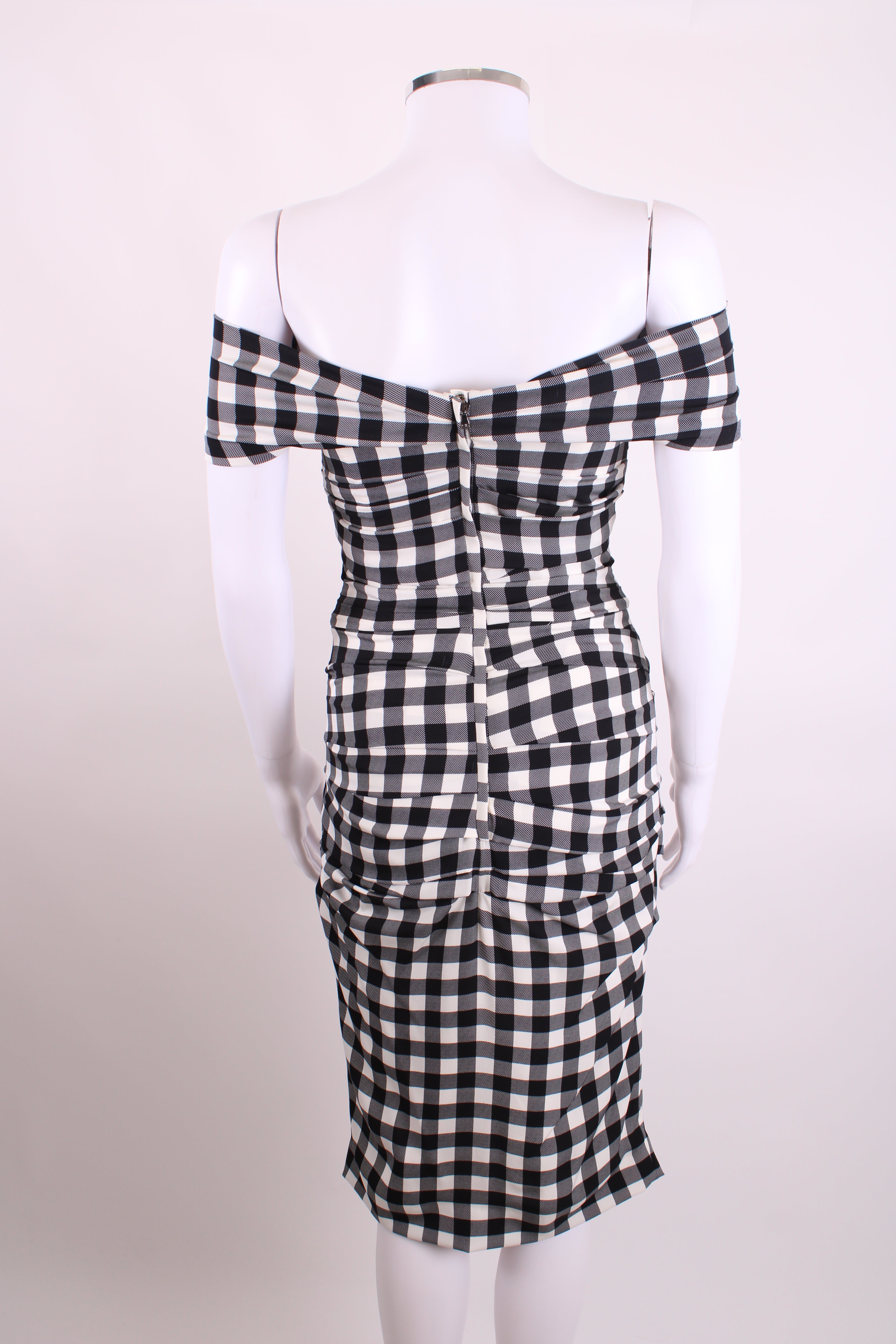 Dolce & Gabbana Draped Gingham Dress Black/White 40