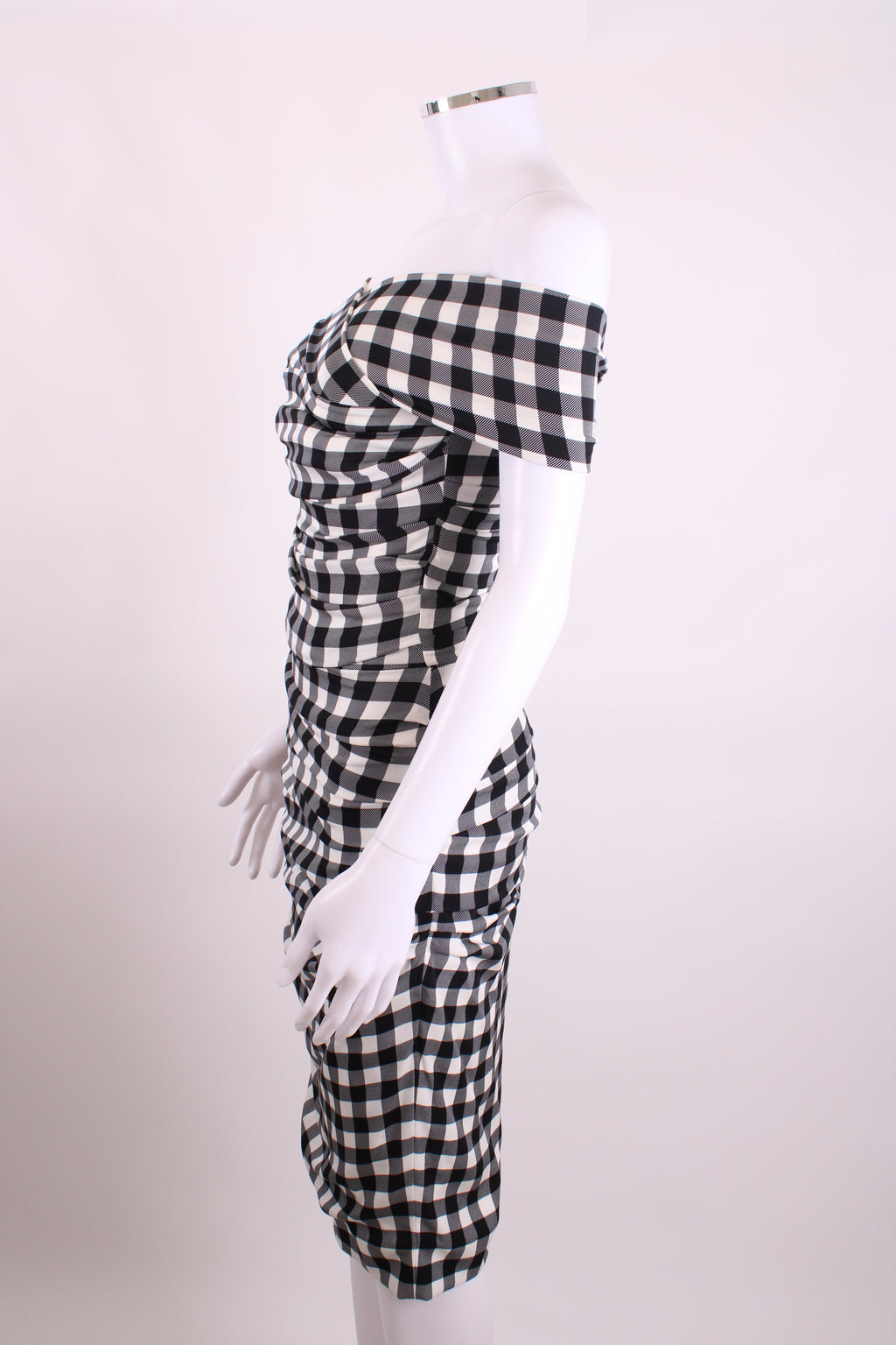 Dolce & Gabbana Draped Gingham Dress Black/White 40