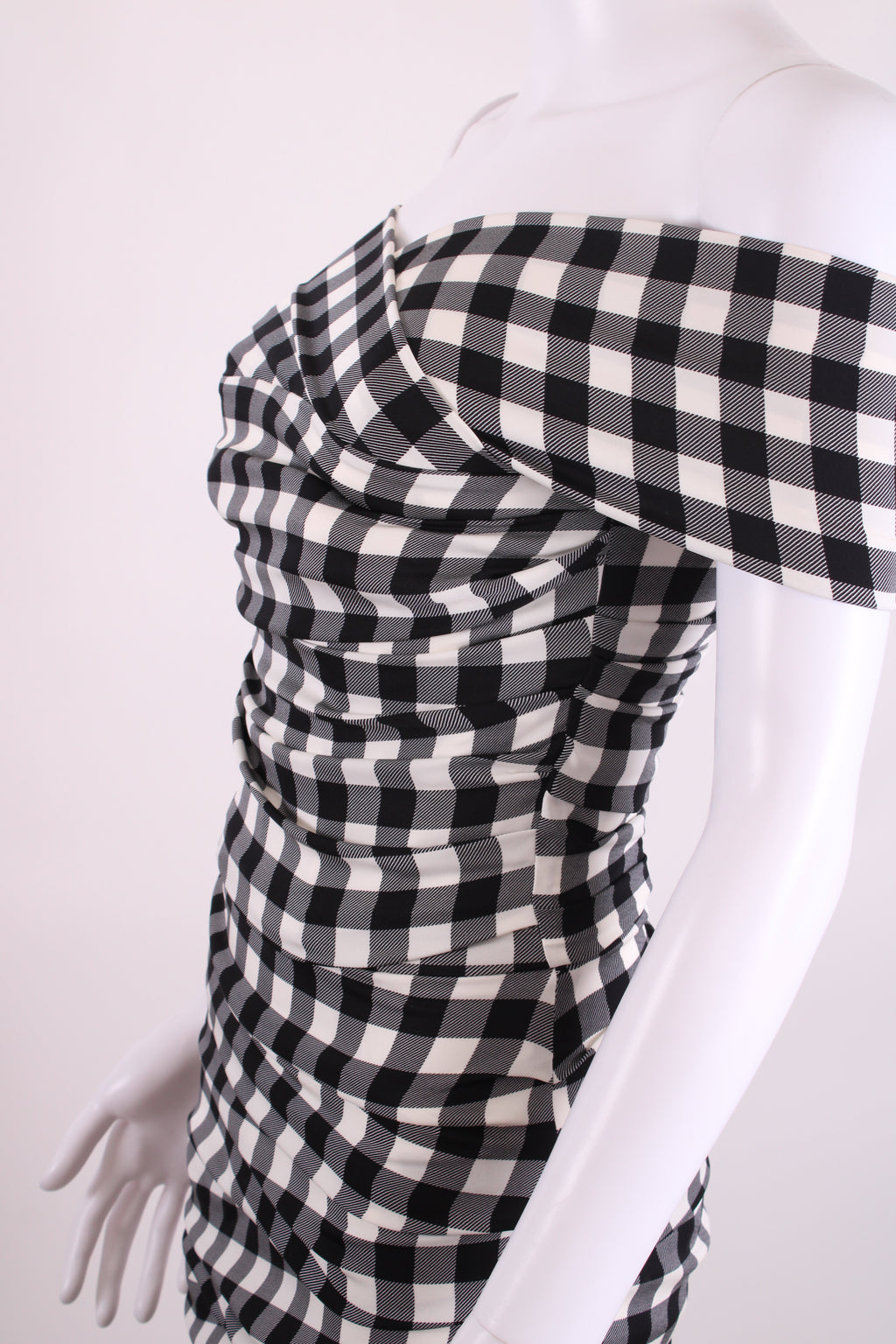 Dolce & Gabbana Draped Gingham Dress Black/White 40