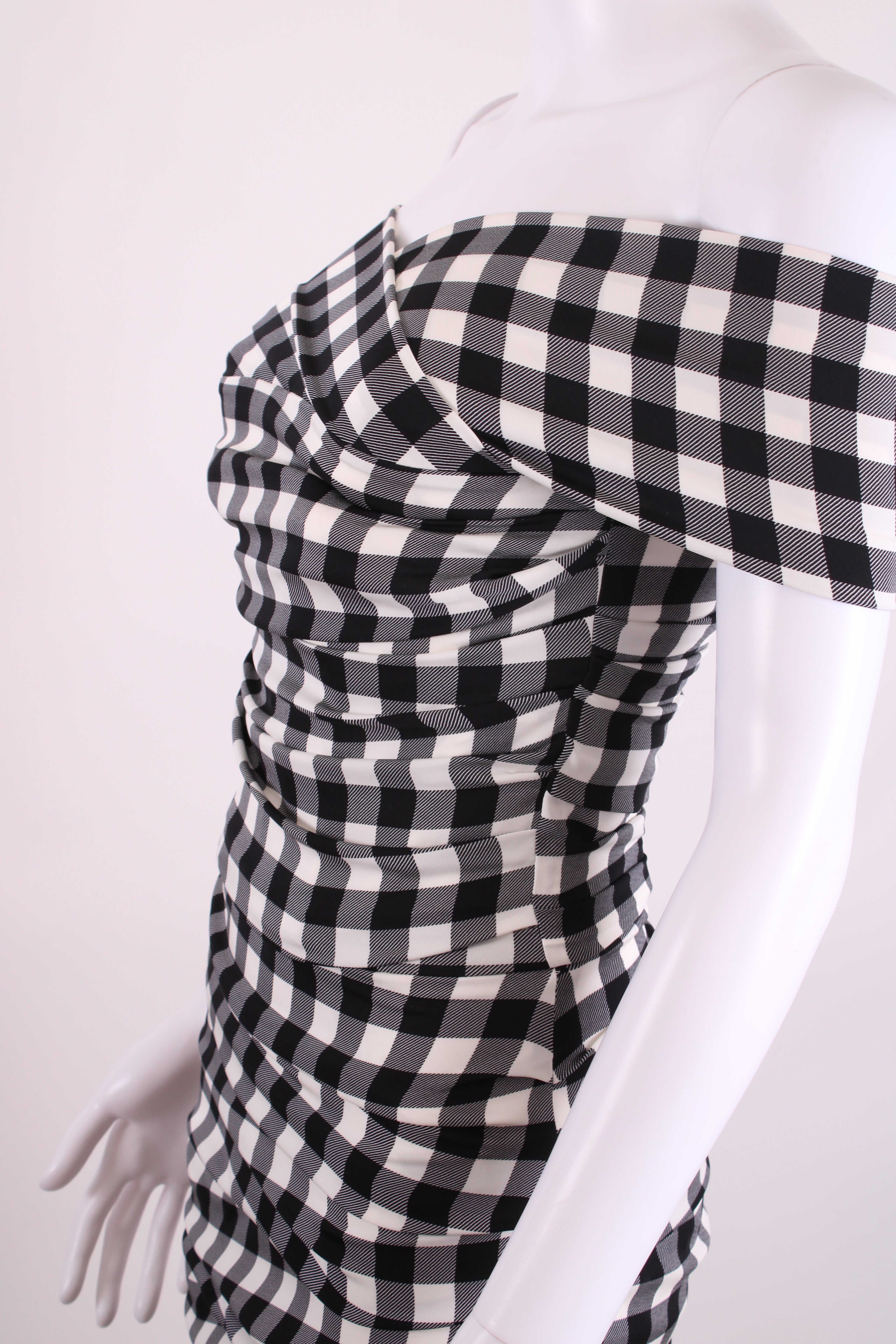Dolce & Gabbana Draped Gingham Dress Black/White 40