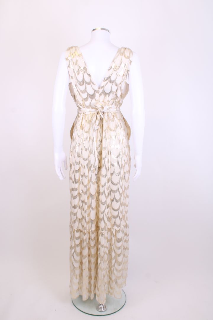 Temperley London S/S Scallop Print Dress Cream/ Gold 10