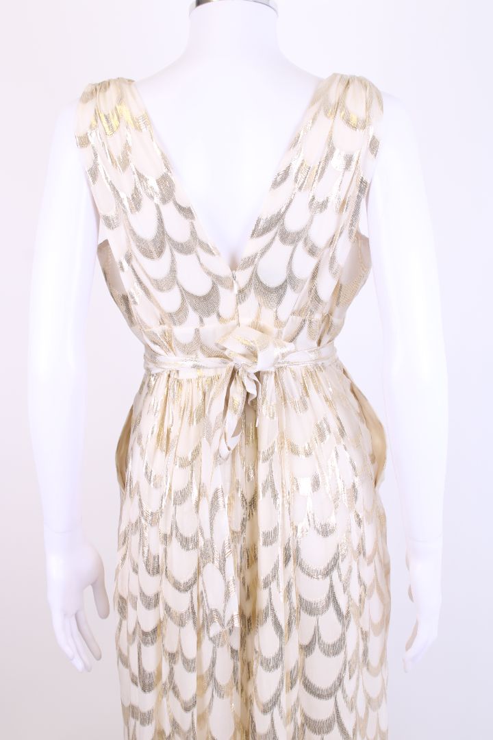 Temperley London S/S Scallop Print Dress Cream/ Gold 10