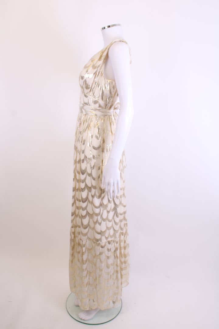 Temperley London S/S Scallop Print Dress Cream/ Gold 10