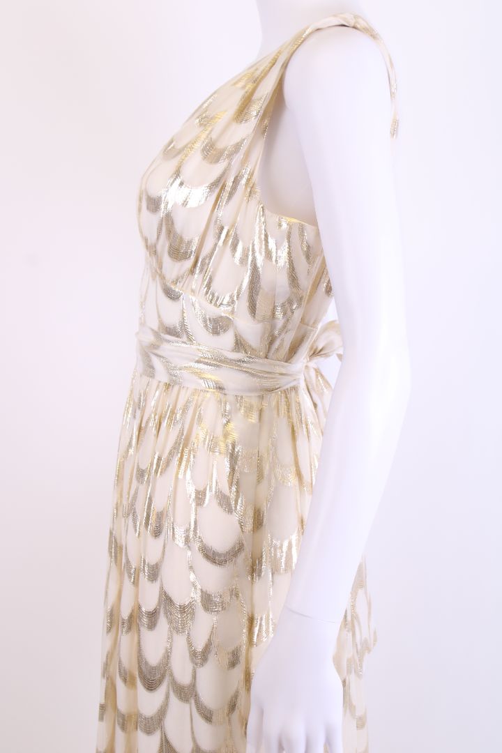 Temperley London S/S Scallop Print Dress Cream/ Gold 10