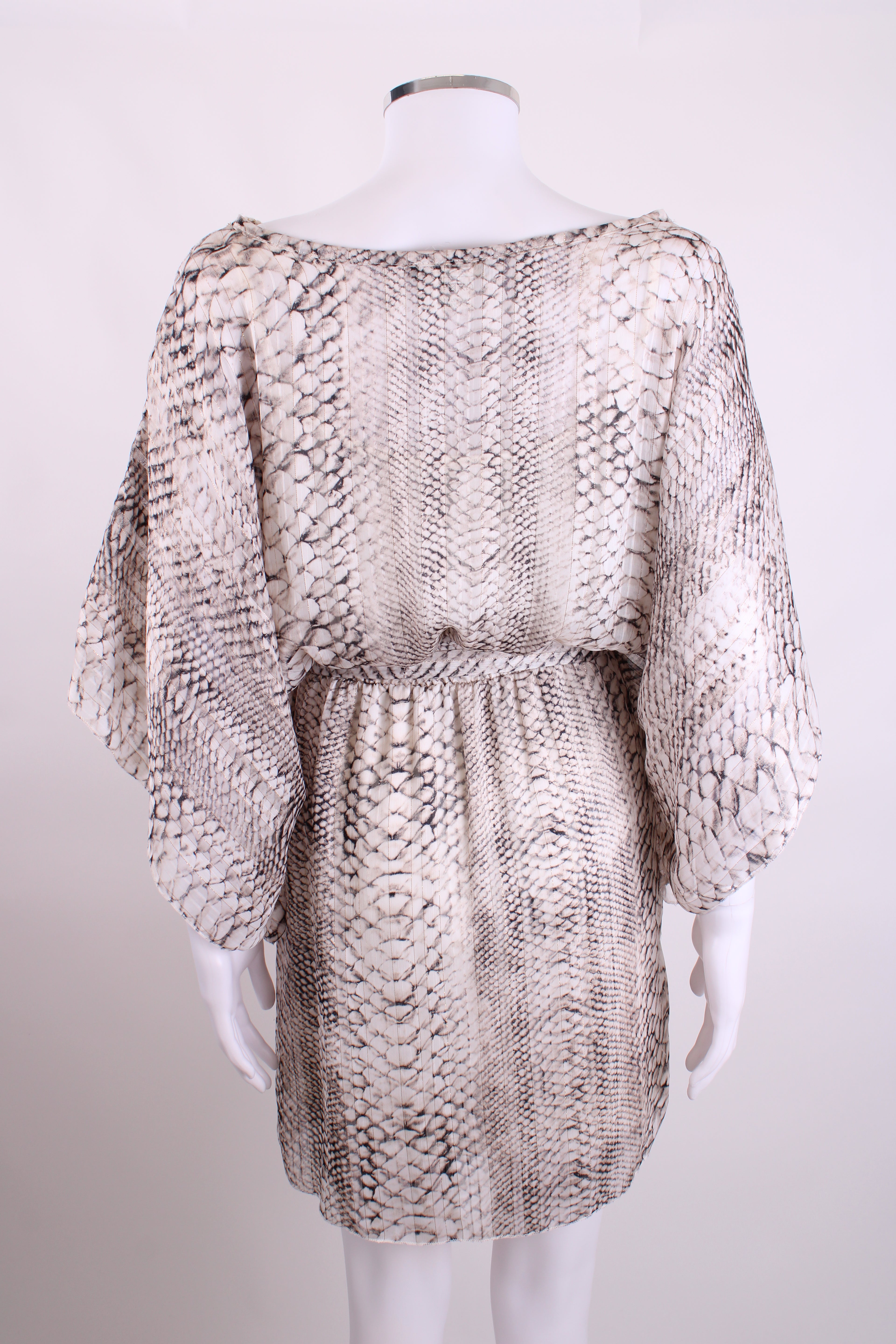 My Story Paris Snake Print Sheer Mini Dress Grey, Gold, White S/M