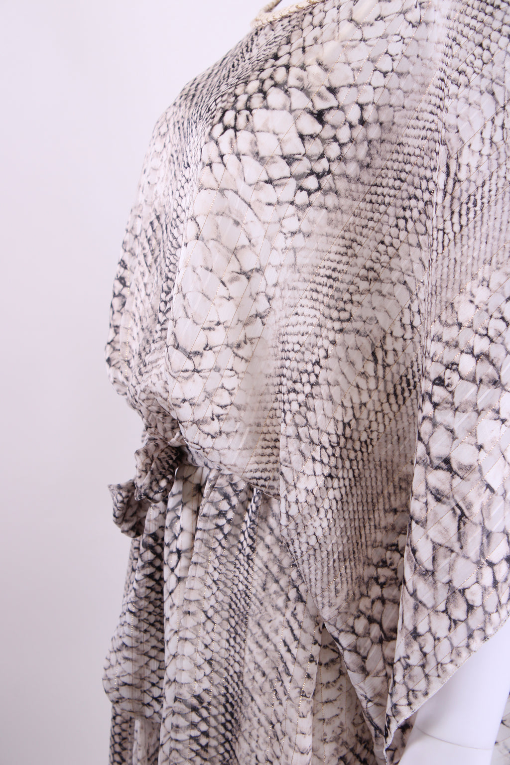My Story Paris Snake Print Sheer Mini Dress Grey, Gold, White S/M