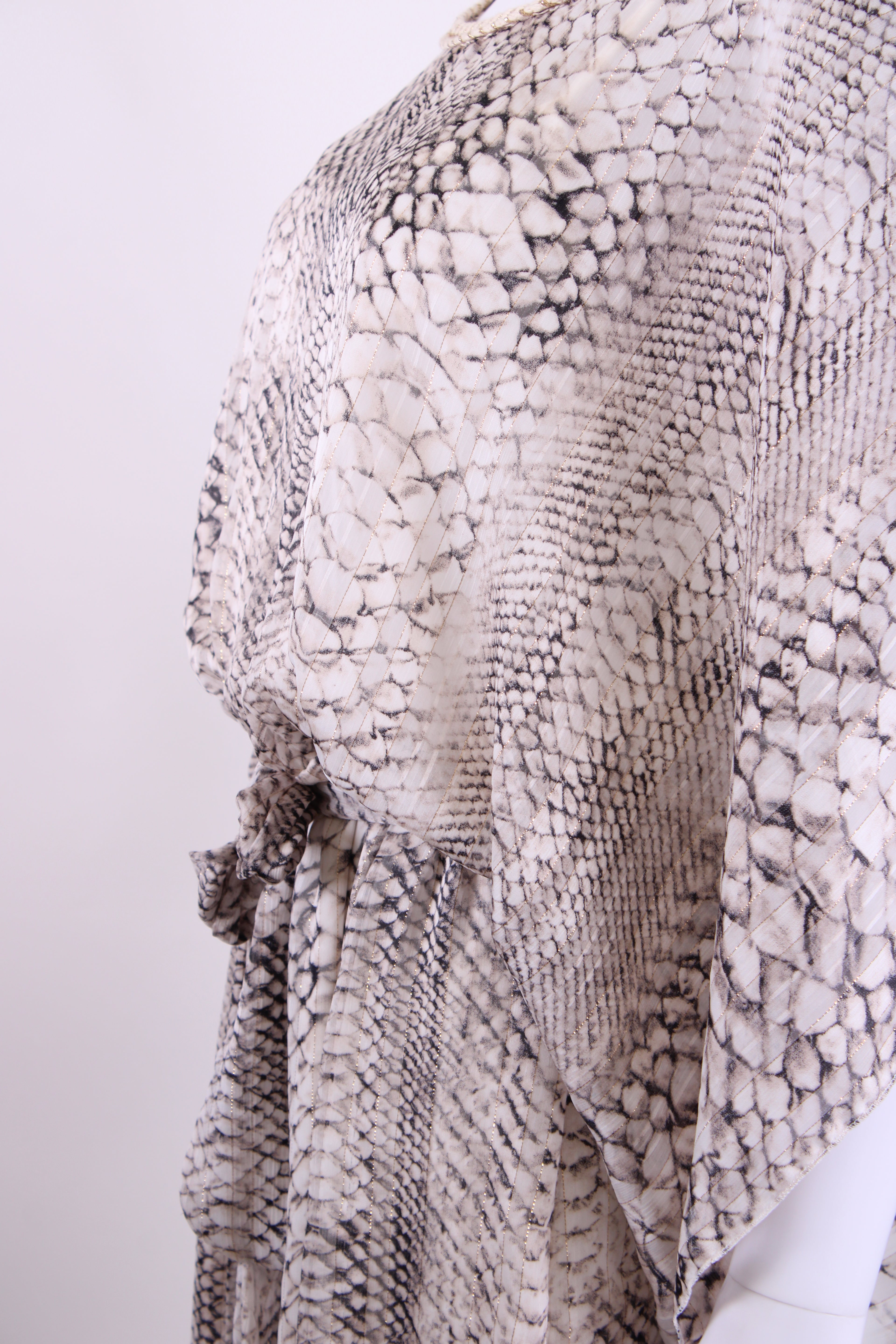 My Story Paris Snake Print Sheer Mini Dress Grey, Gold, White S/M
