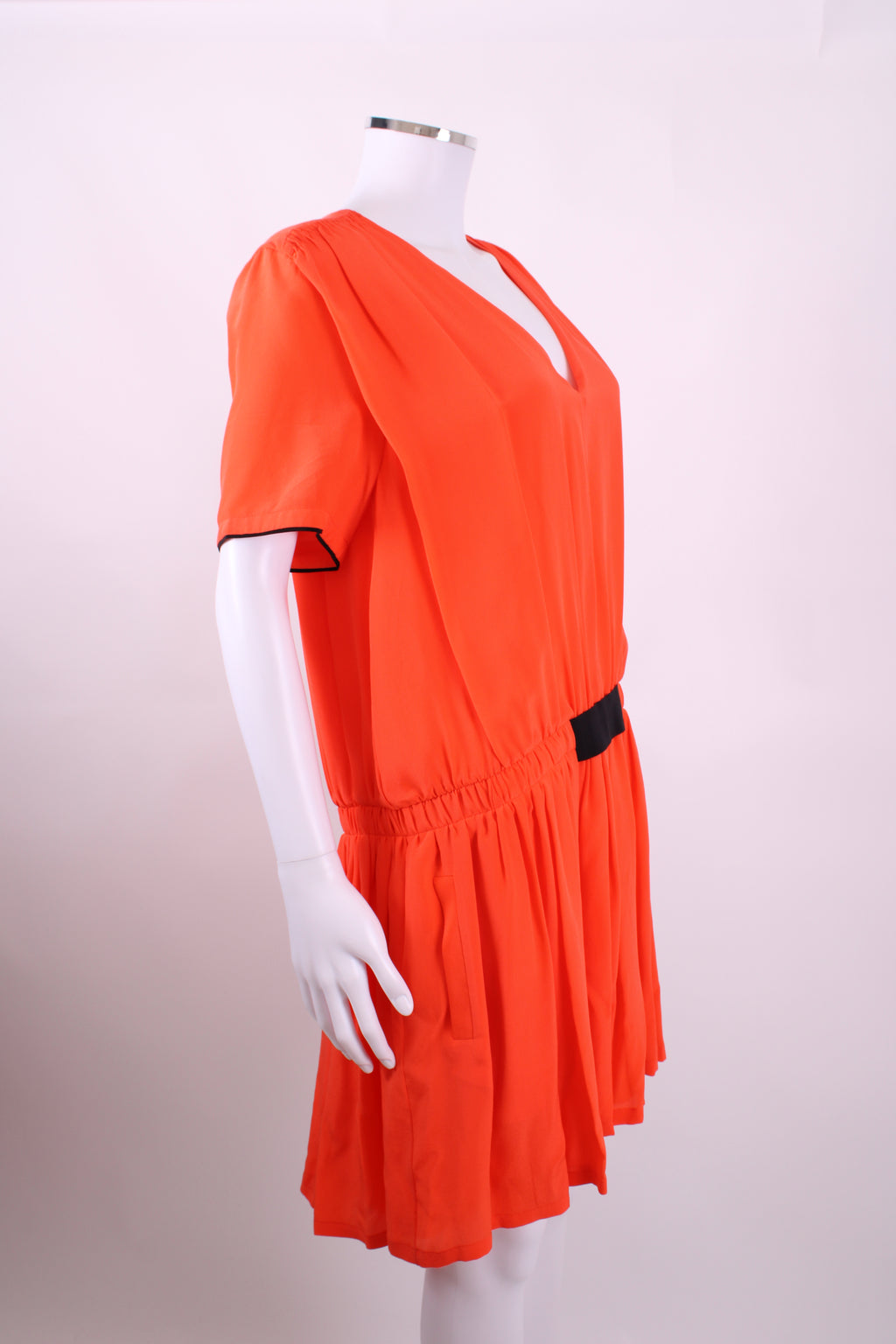 Victoria Victoria Beckham S/S V Neck Ruffle Hem Dress Orange 12