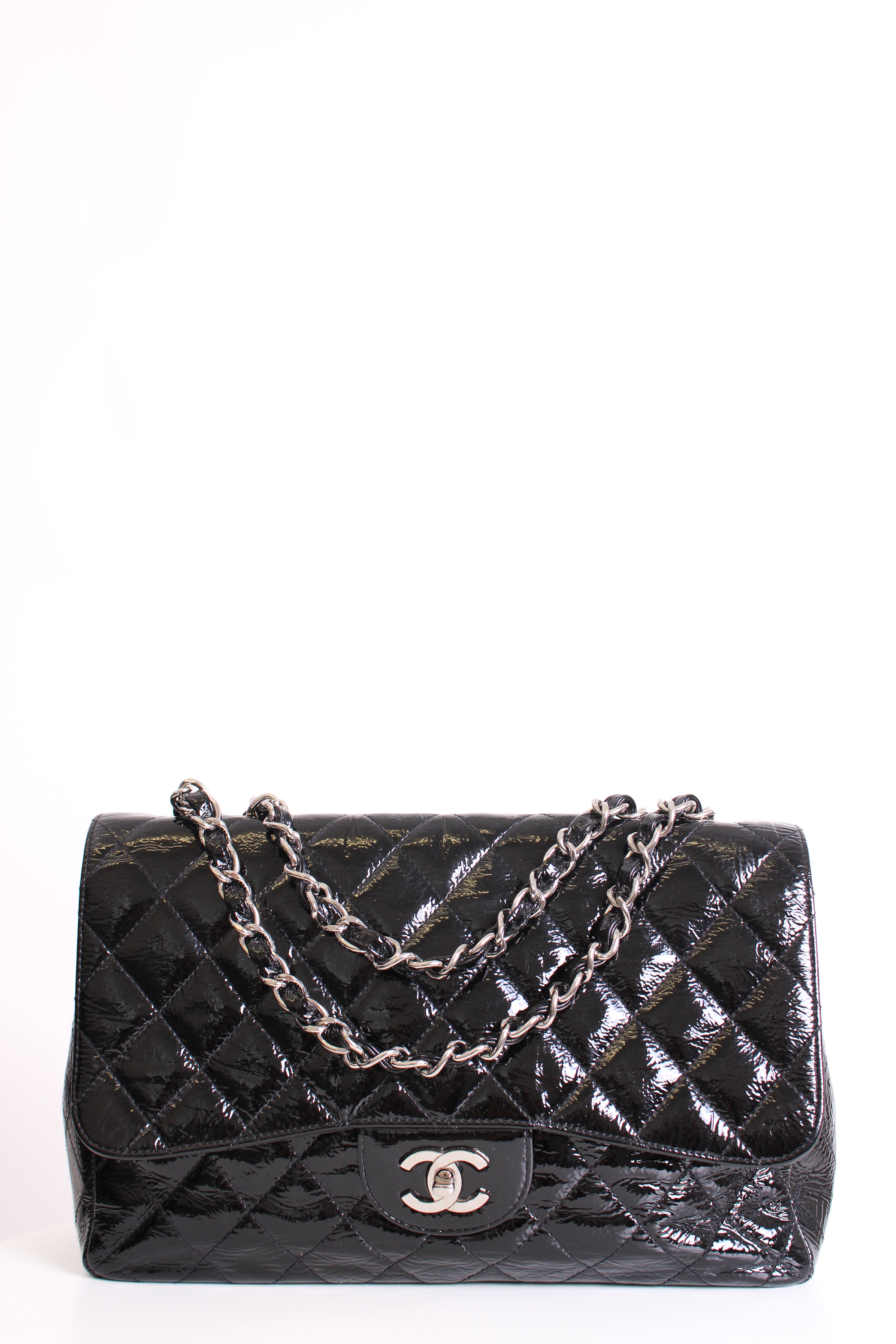 Chanel Patent Medium Classic Flap Bag Black