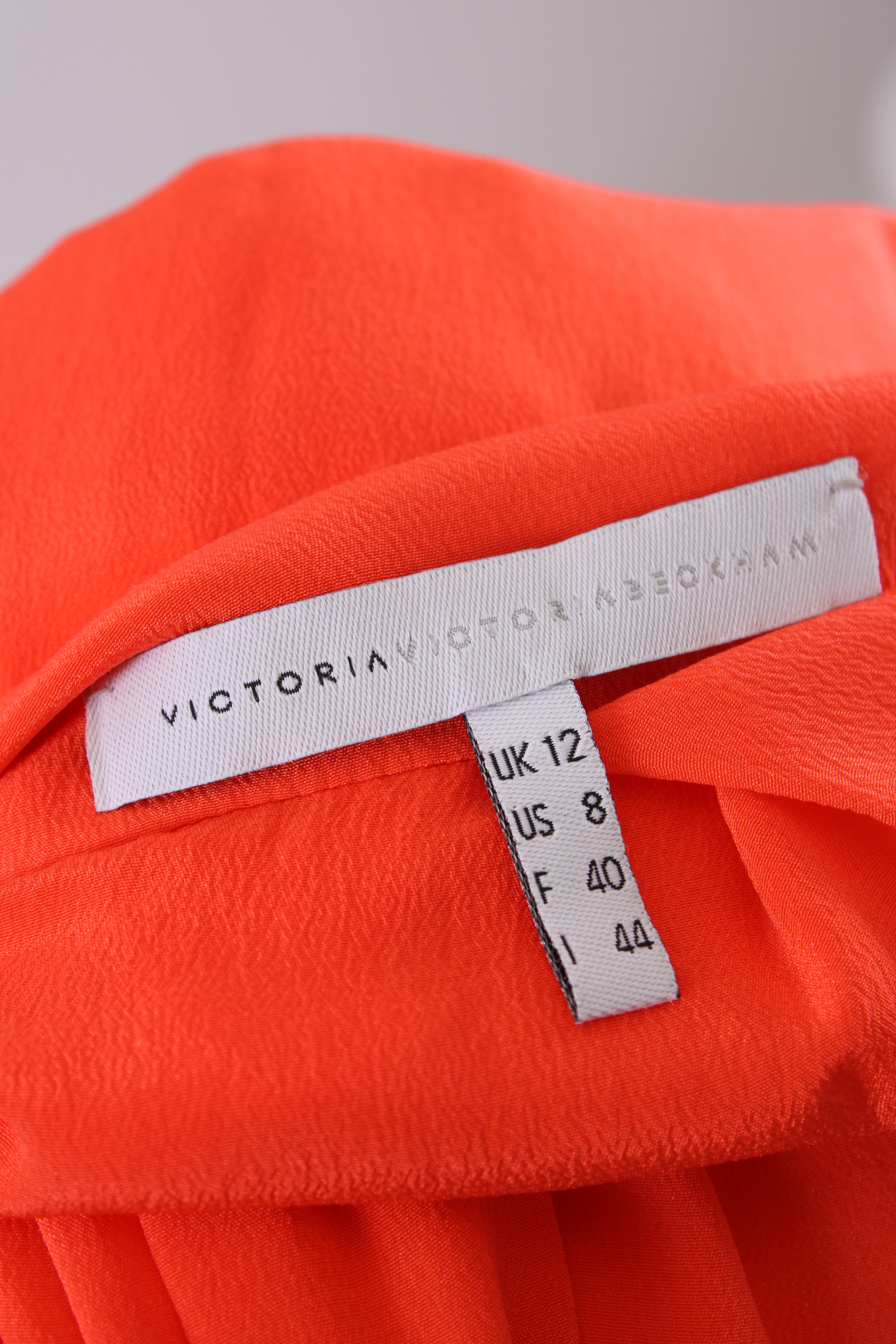 Victoria Victoria Beckham S/S V Neck Ruffle Hem Dress Orange 12