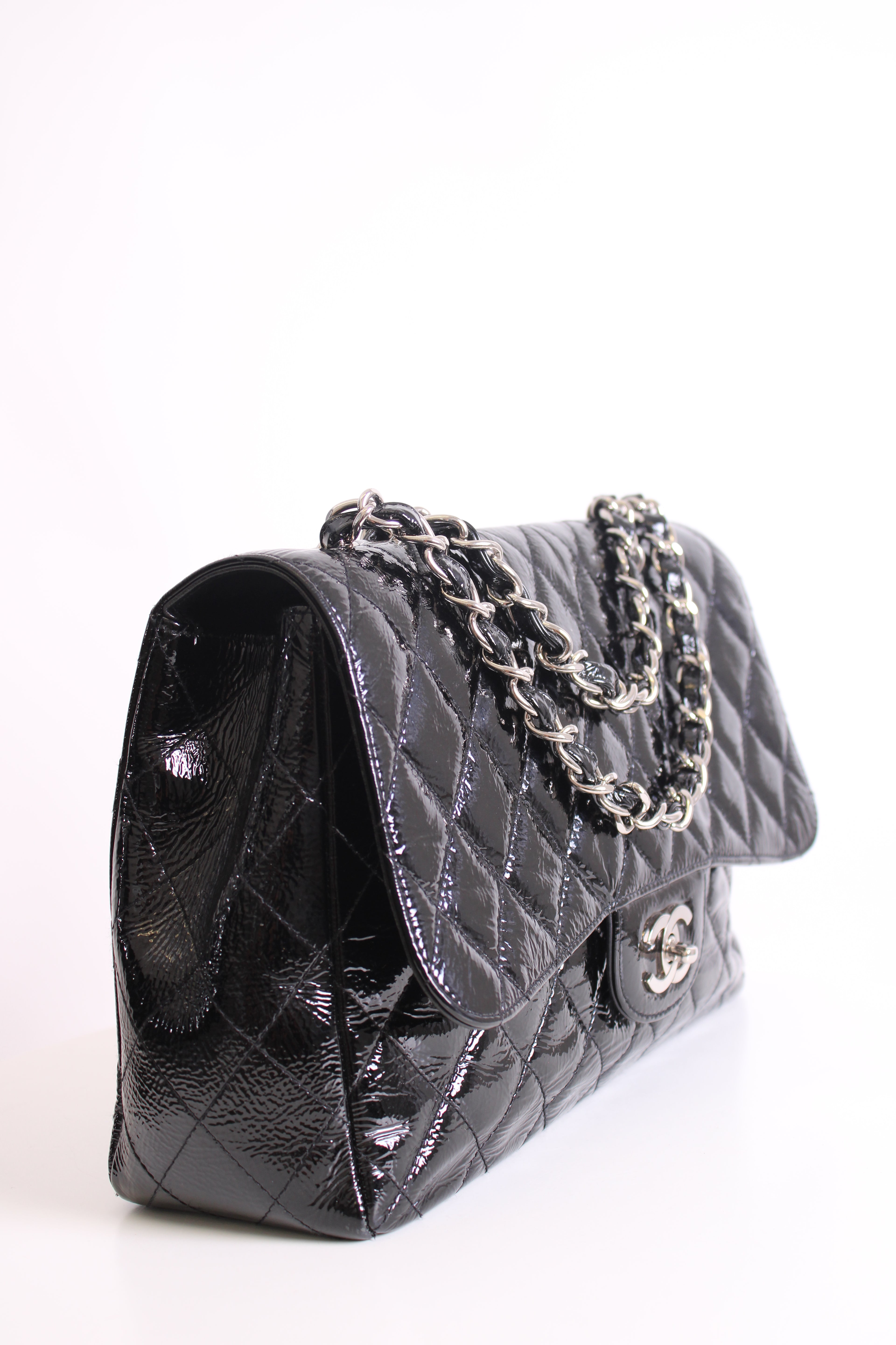 Chanel Patent Medium Classic Flap Bag Black