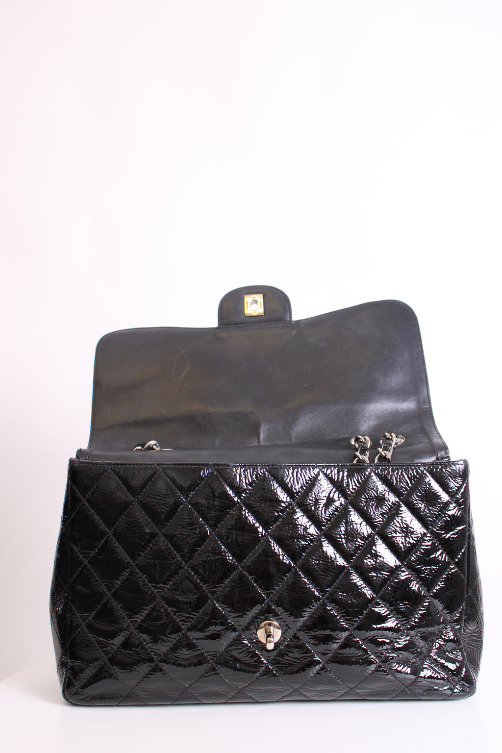 Chanel Patent Medium Classic Flap Bag Black
