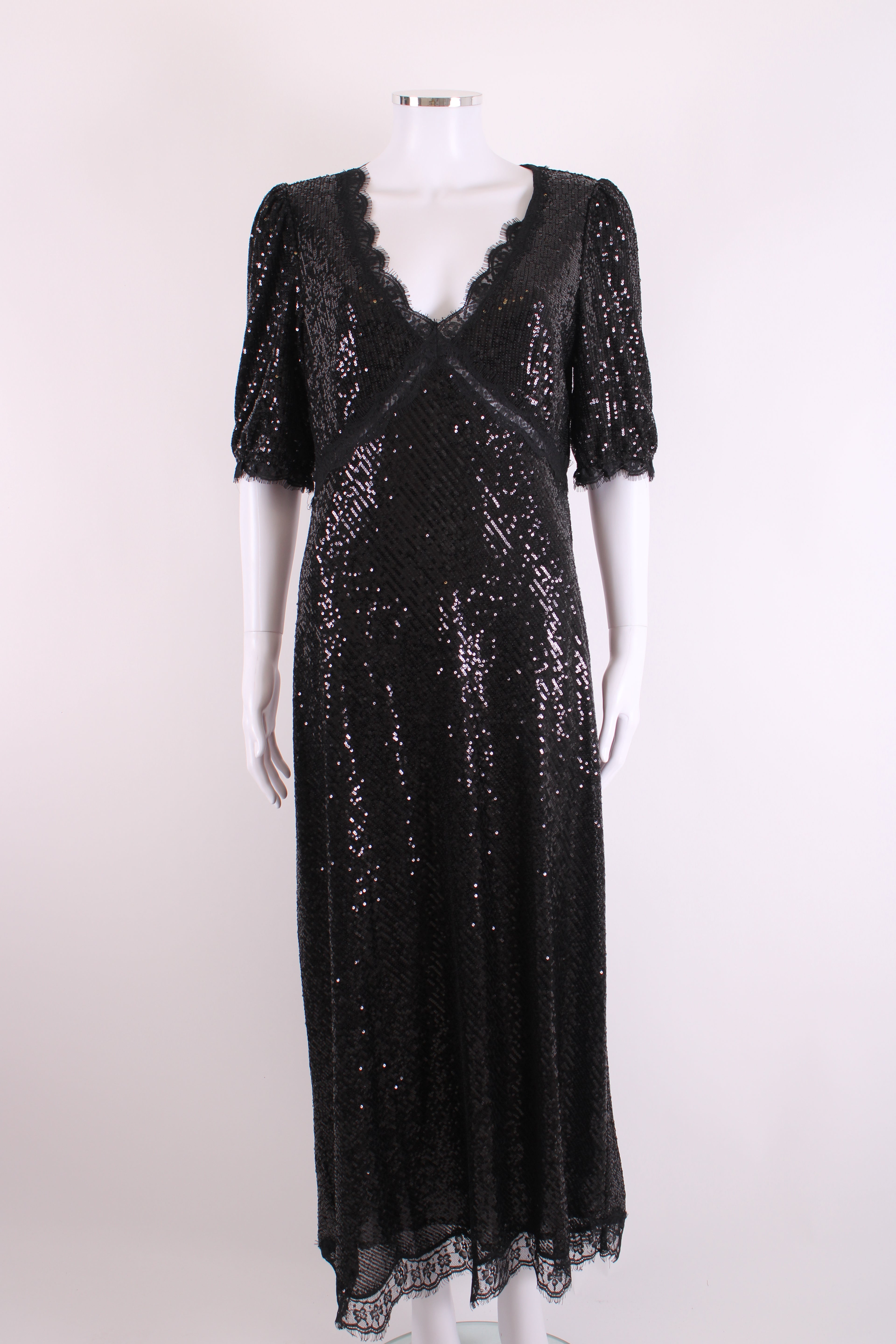 Rixo Verena Sequin Dress Black 14